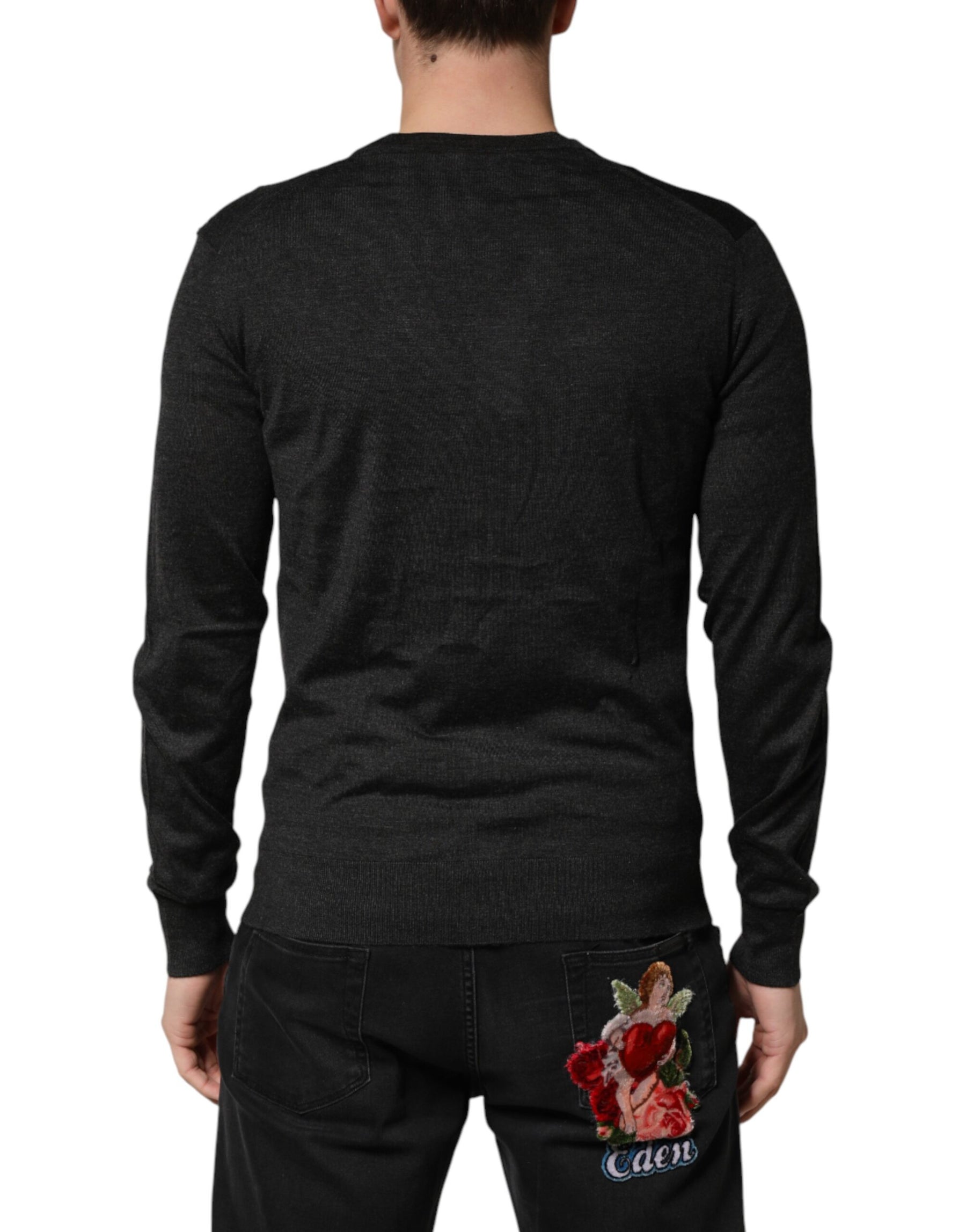 Dolce & Gabbana Black Cashmere Buttoned Men Cardigan Sweater | Regal Royce