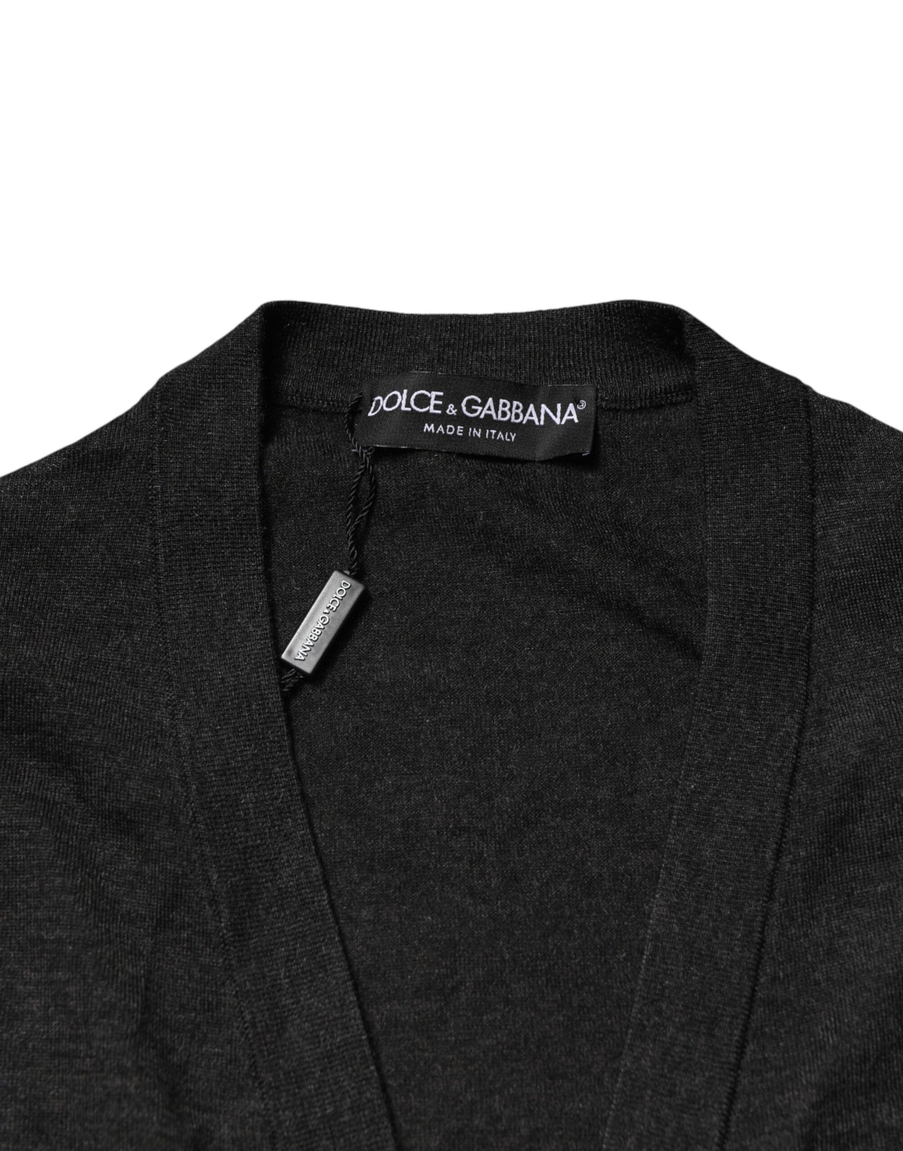 Dolce & Gabbana Black Cashmere Buttoned Men Cardigan Sweater | Regal Royce