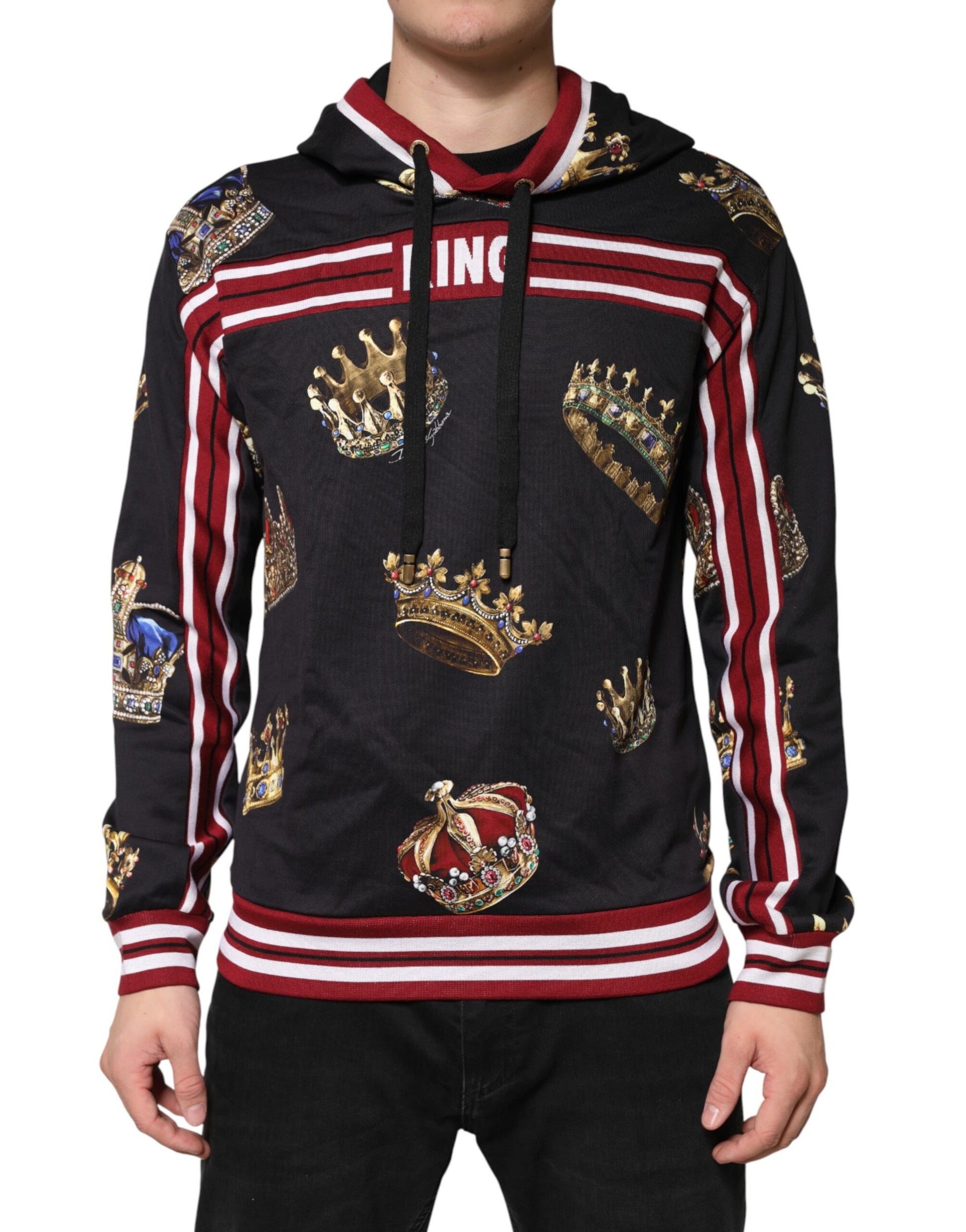 Dolce & Gabbana Black King Crown Hooded Sweatshirt Sweater | Regal Royce