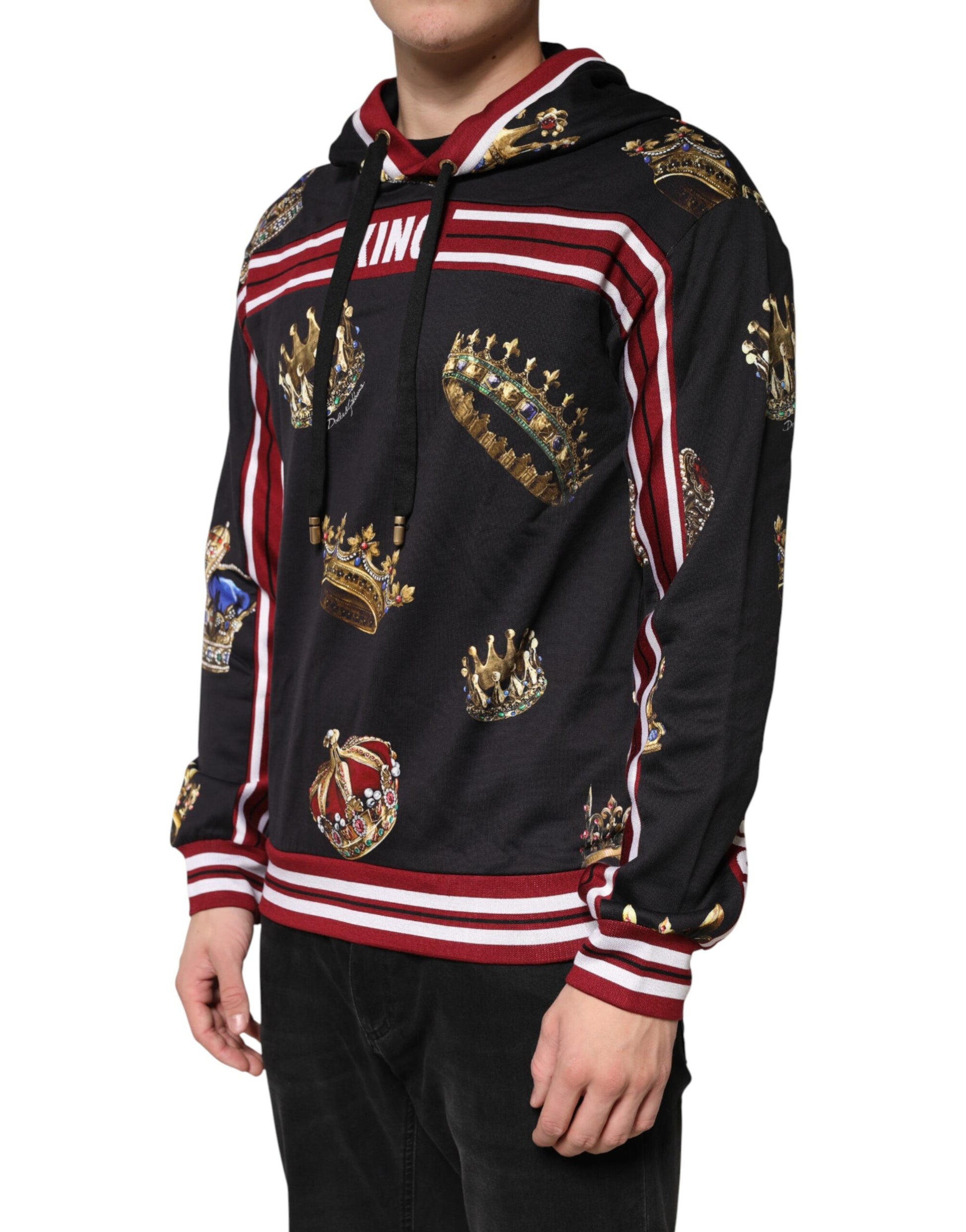 Dolce & Gabbana Black King Crown Hooded Sweatshirt Sweater | Regal Royce