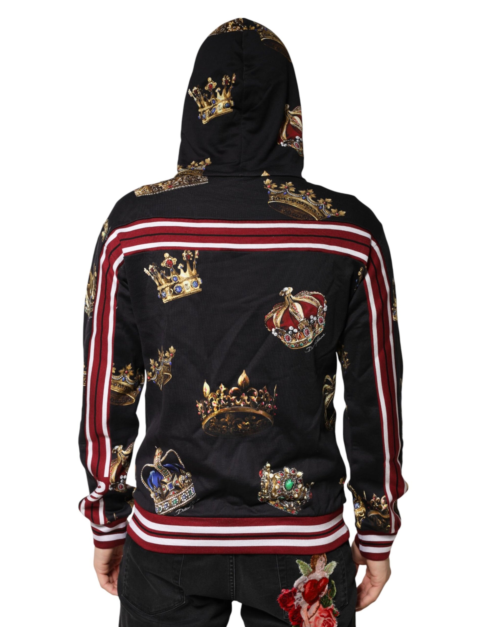 Dolce & Gabbana Black King Crown Hooded Sweatshirt Sweater | Regal Royce