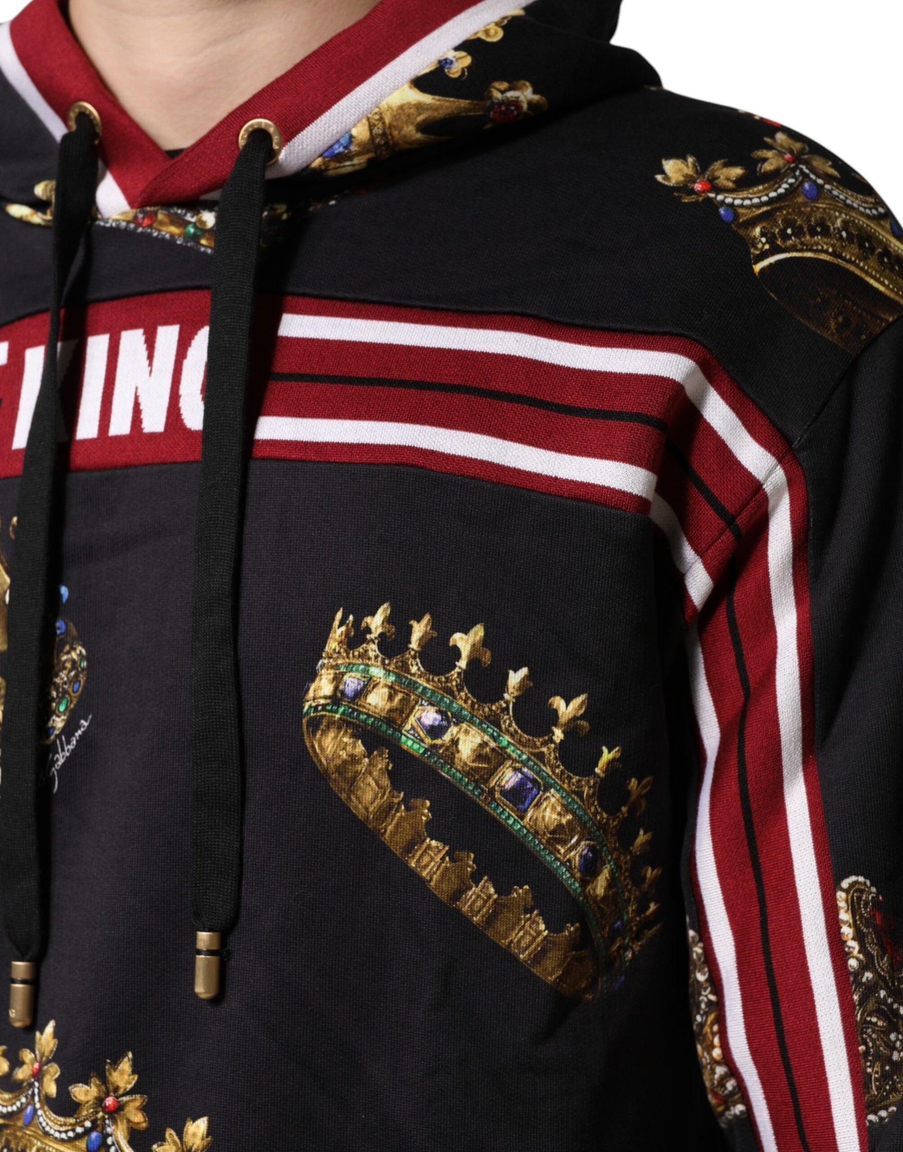 Dolce & Gabbana Black King Crown Hooded Sweatshirt Sweater | Regal Royce