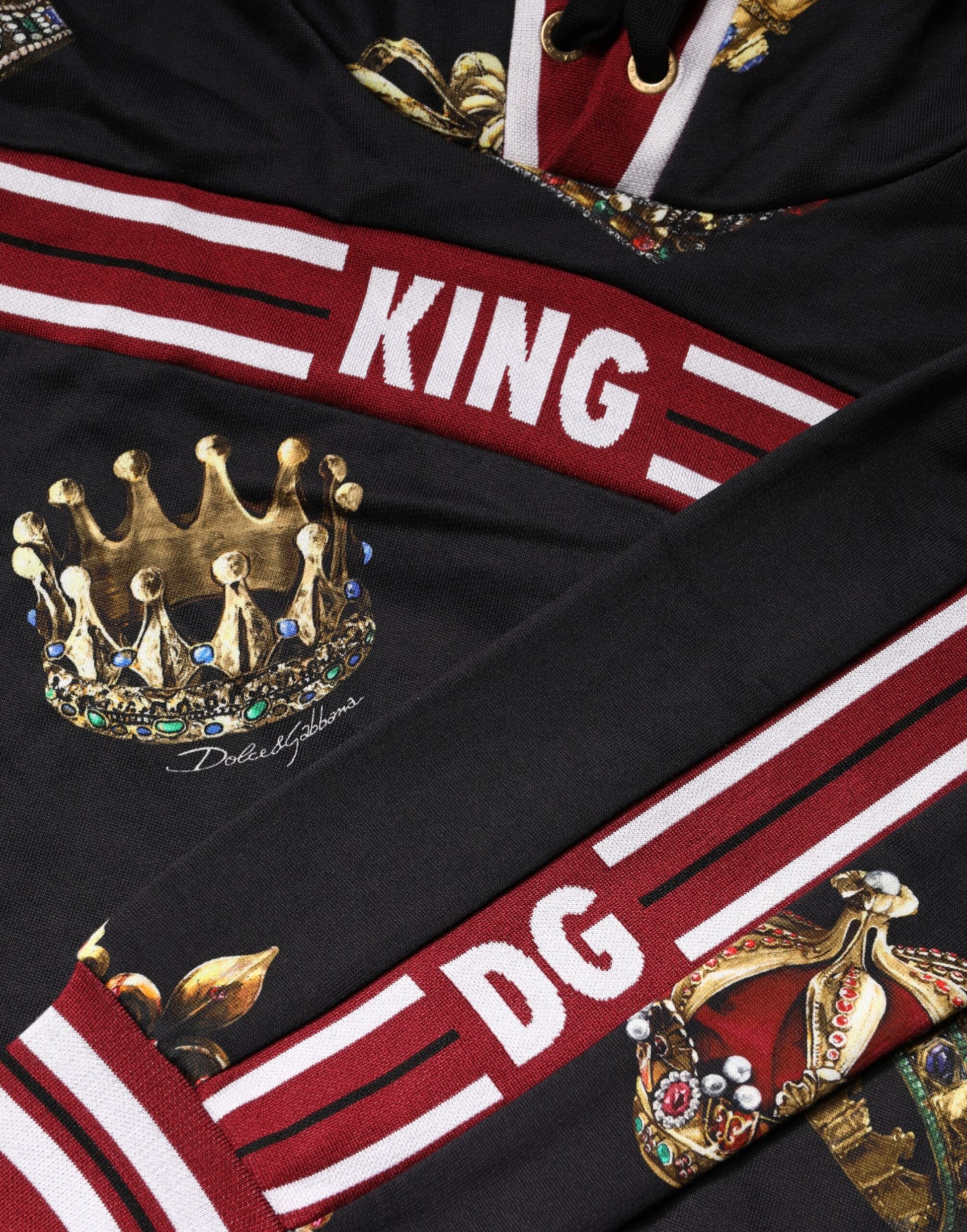 Dolce & Gabbana Black King Crown Hooded Sweatshirt Sweater | Regal Royce