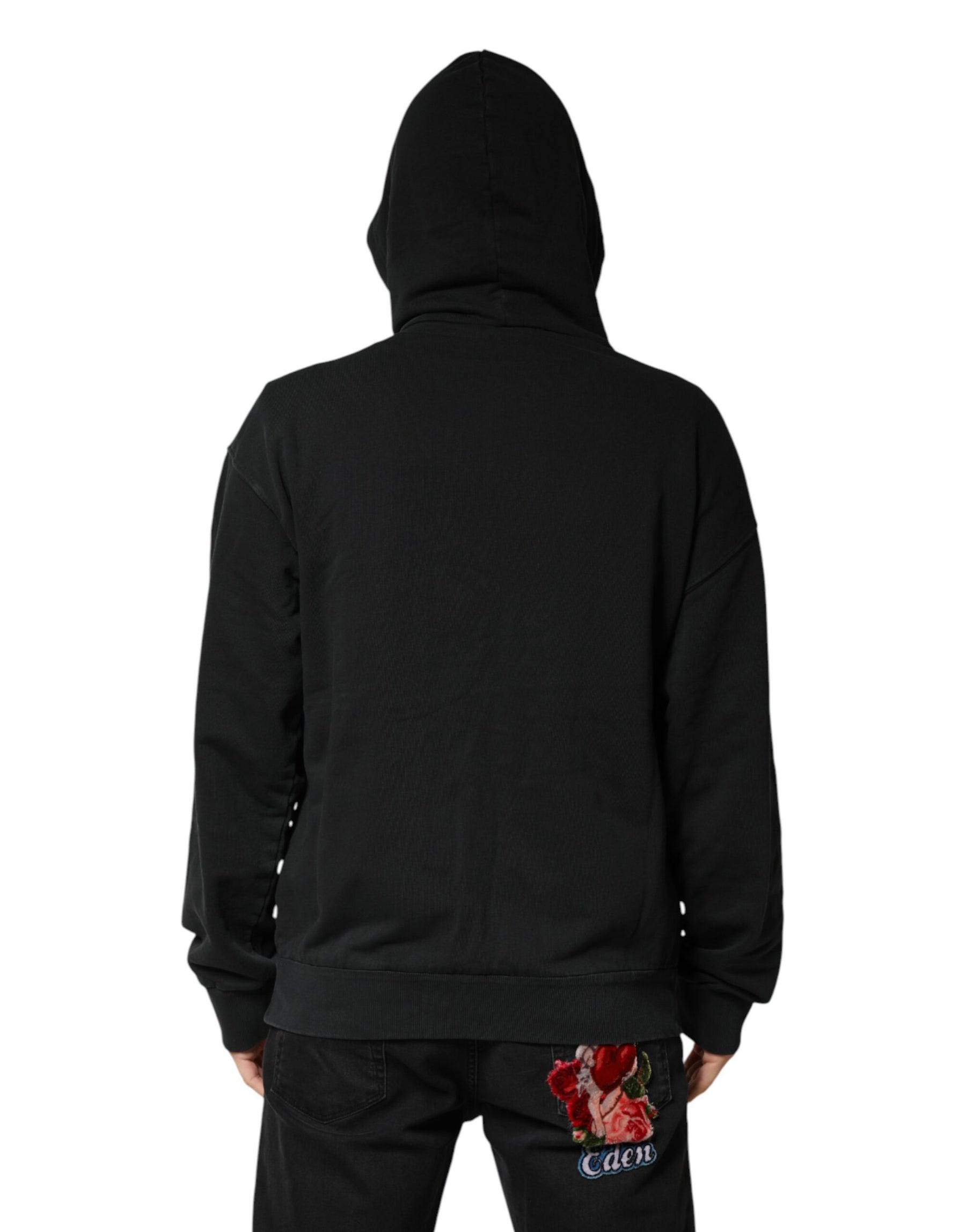 Dolce & Gabbana Black Logo Zipped Hooded Sweatshirt Sweater | Regal Royce