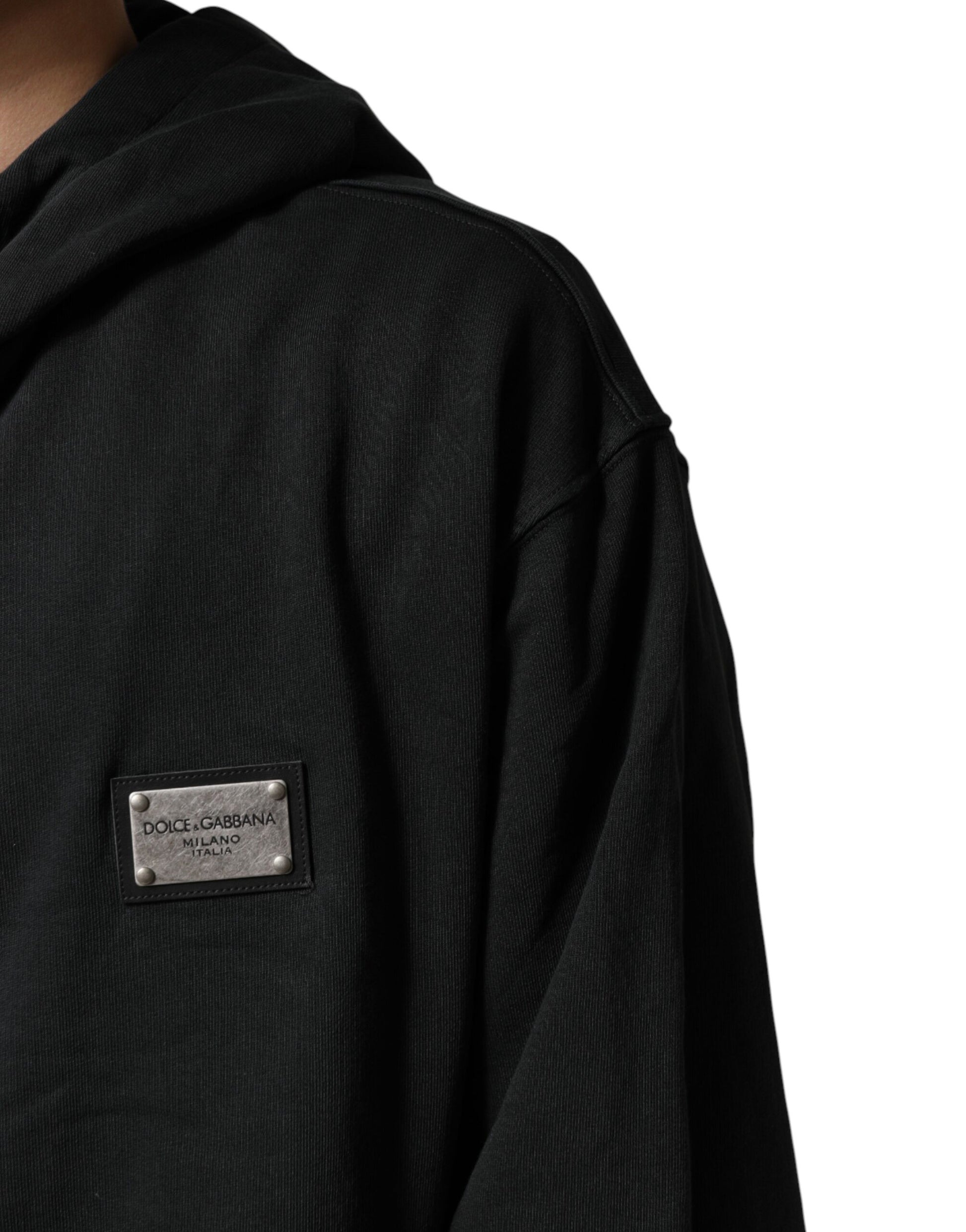 Dolce & Gabbana Black Logo Zipped Hooded Sweatshirt Sweater | Regal Royce