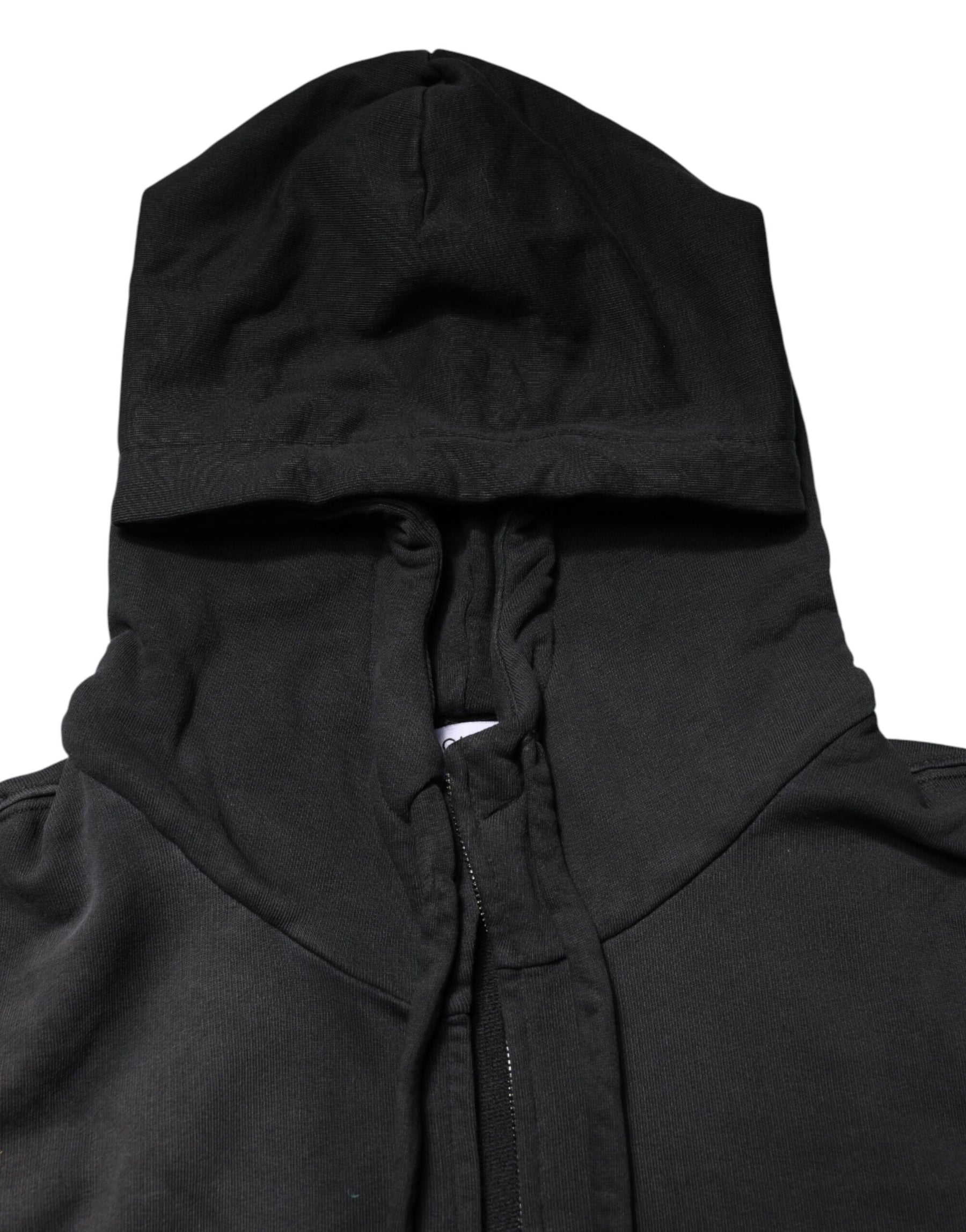 Dolce & Gabbana Black Logo Zipped Hooded Sweatshirt Sweater | Regal Royce