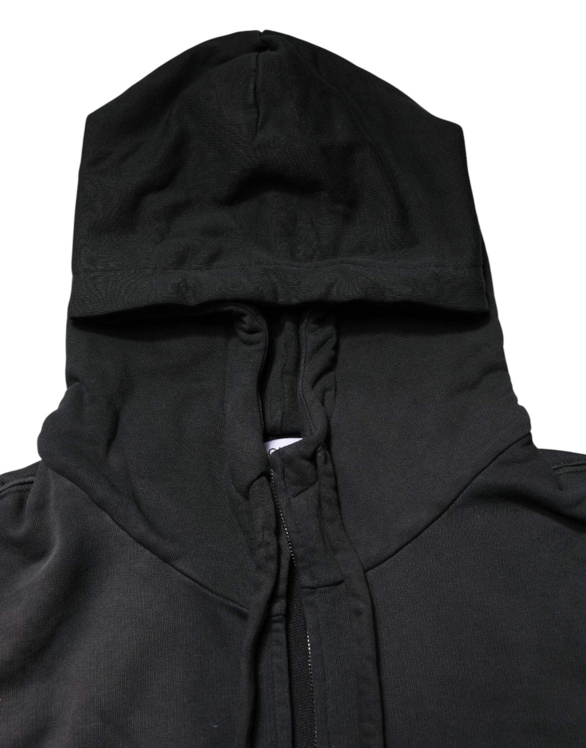 Dolce & Gabbana Black Logo Zipped Hooded Sweatshirt Sweater | Regal Royce