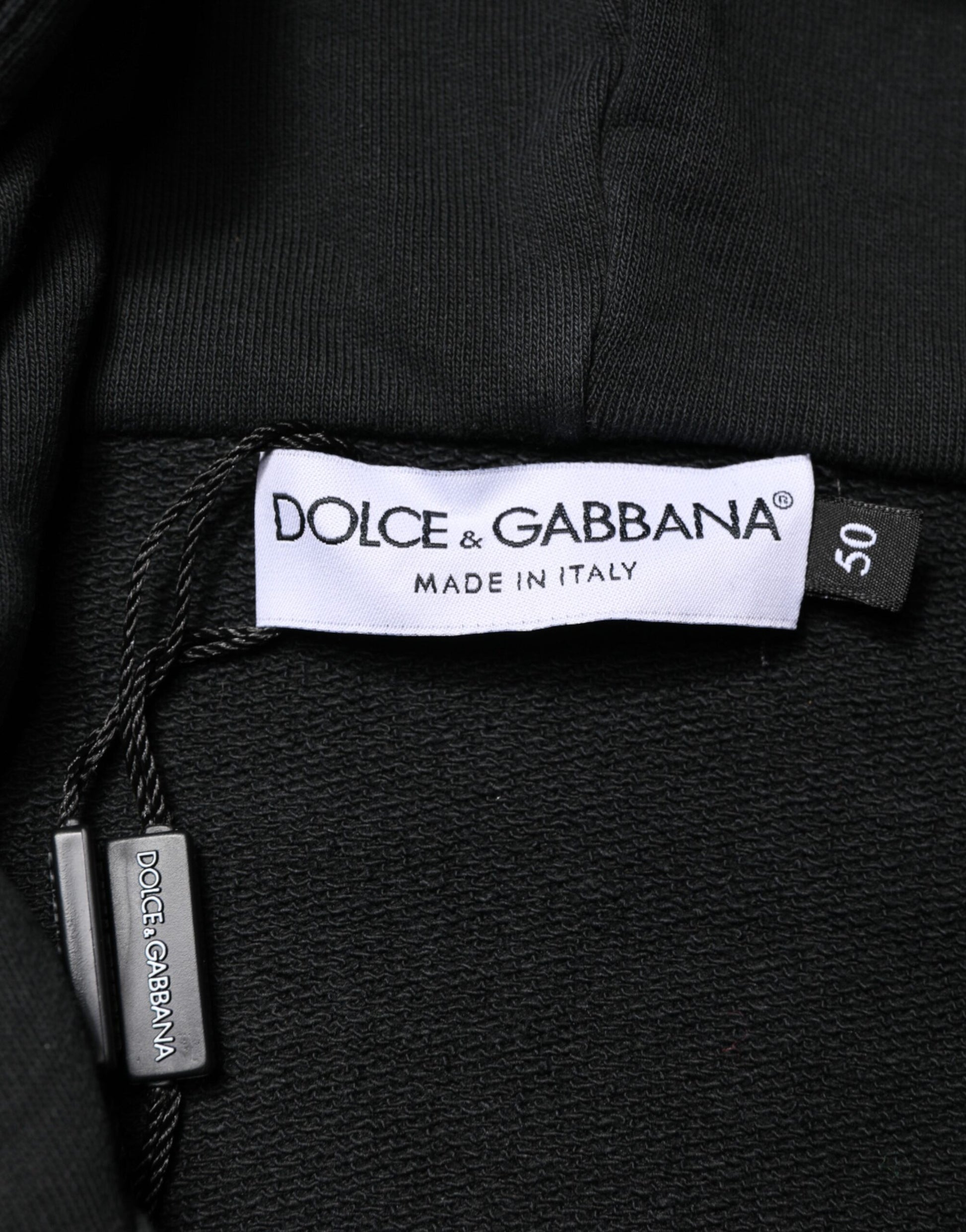Dolce & Gabbana Black Logo Zipped Hooded Sweatshirt Sweater | Regal Royce
