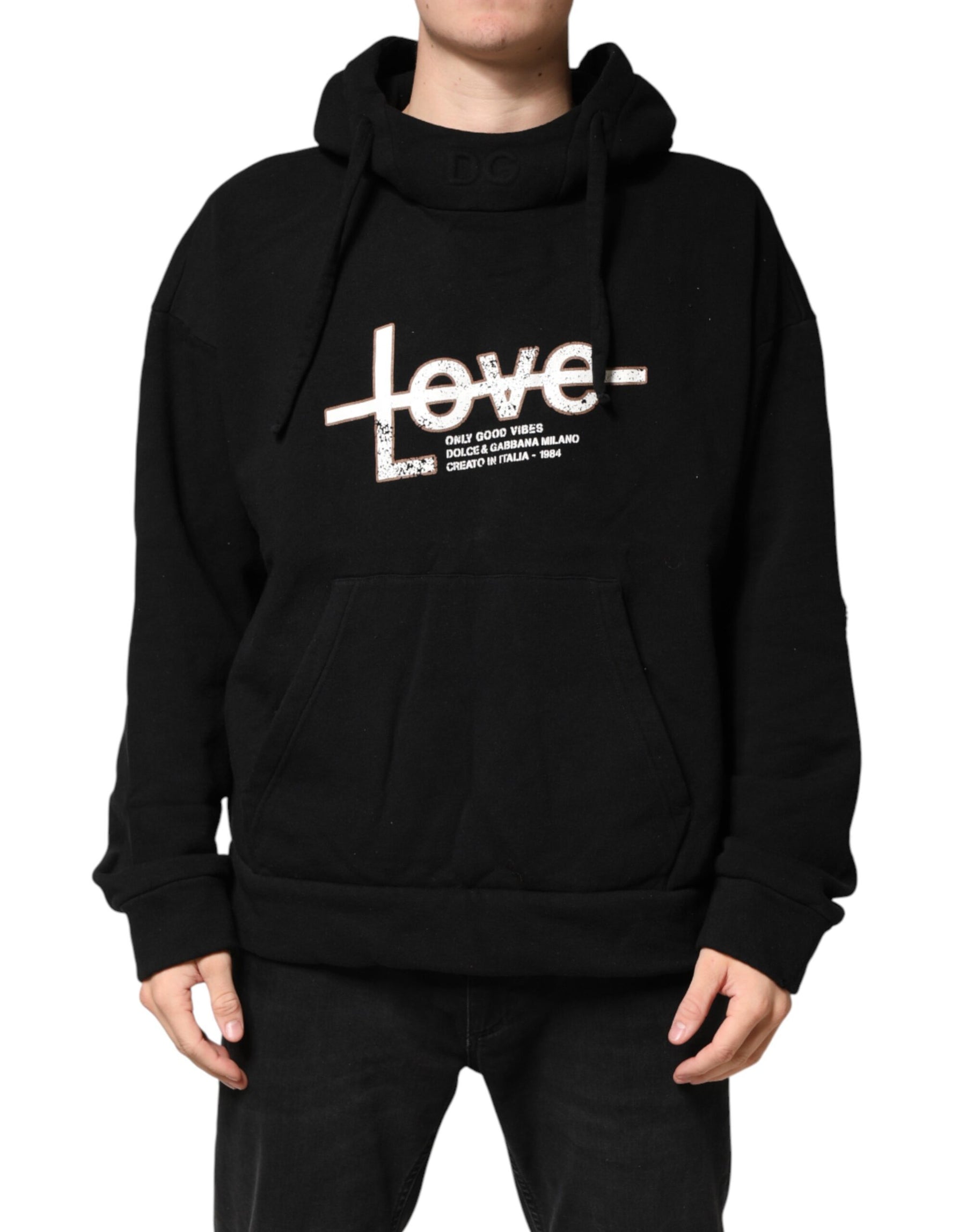Dolce & Gabbana Black LOVE Cotton Hooded Sweatshirt Sweater | Regal Royce