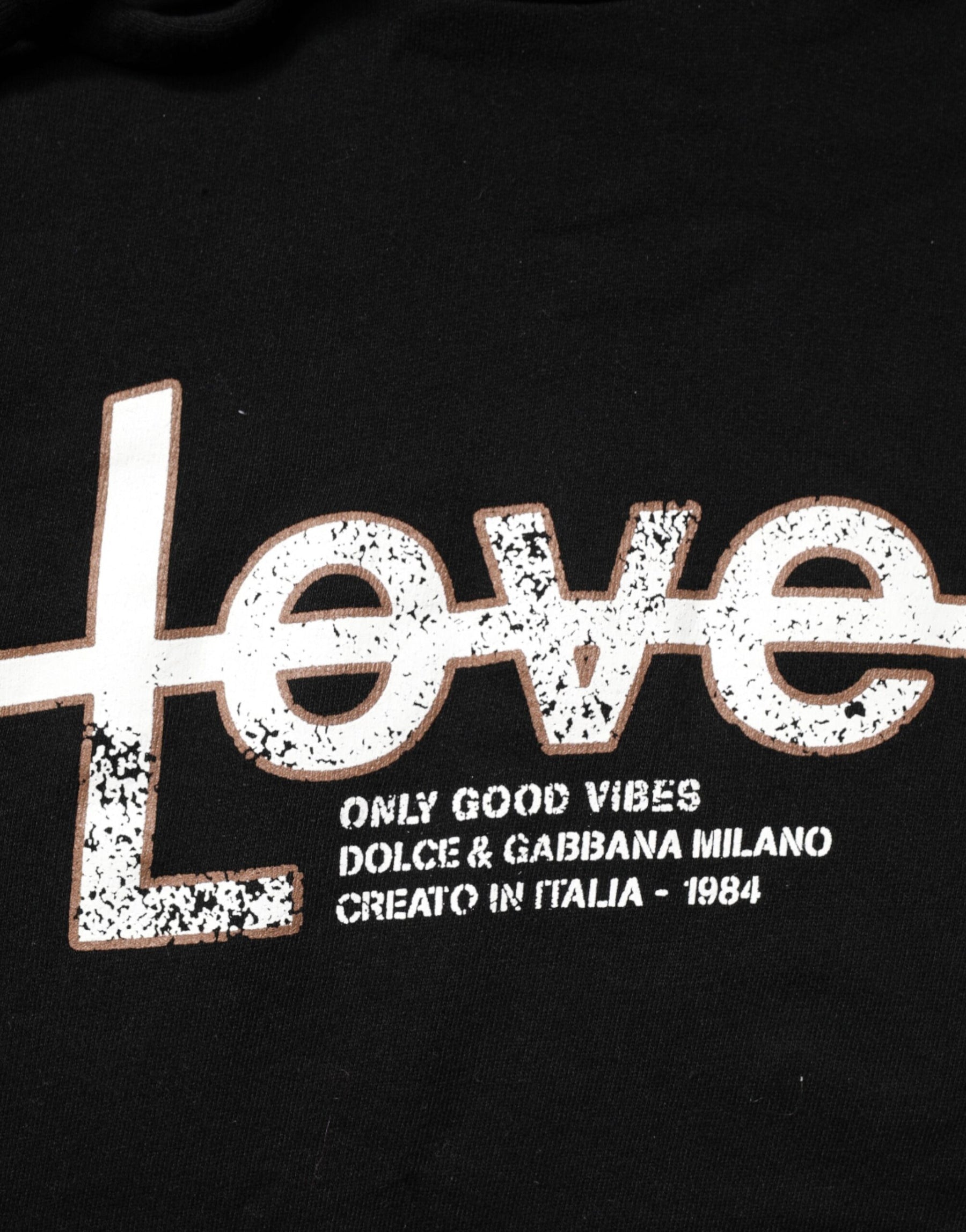 Dolce & Gabbana Black LOVE Cotton Hooded Sweatshirt Sweater | Regal Royce