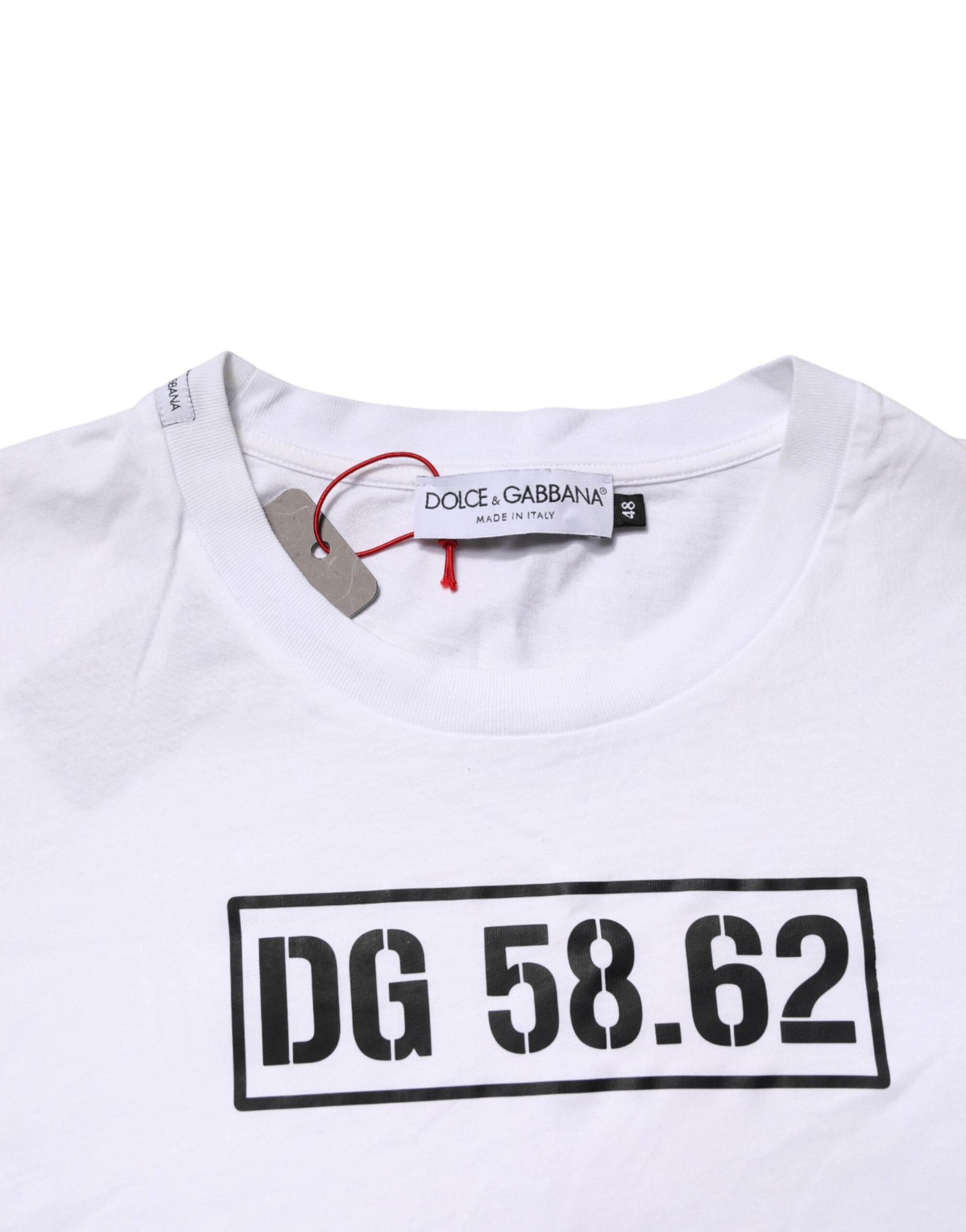 Dolce & Gabbana White Graphic Cotton Men Crew Neck T-shirt | Regal Royce