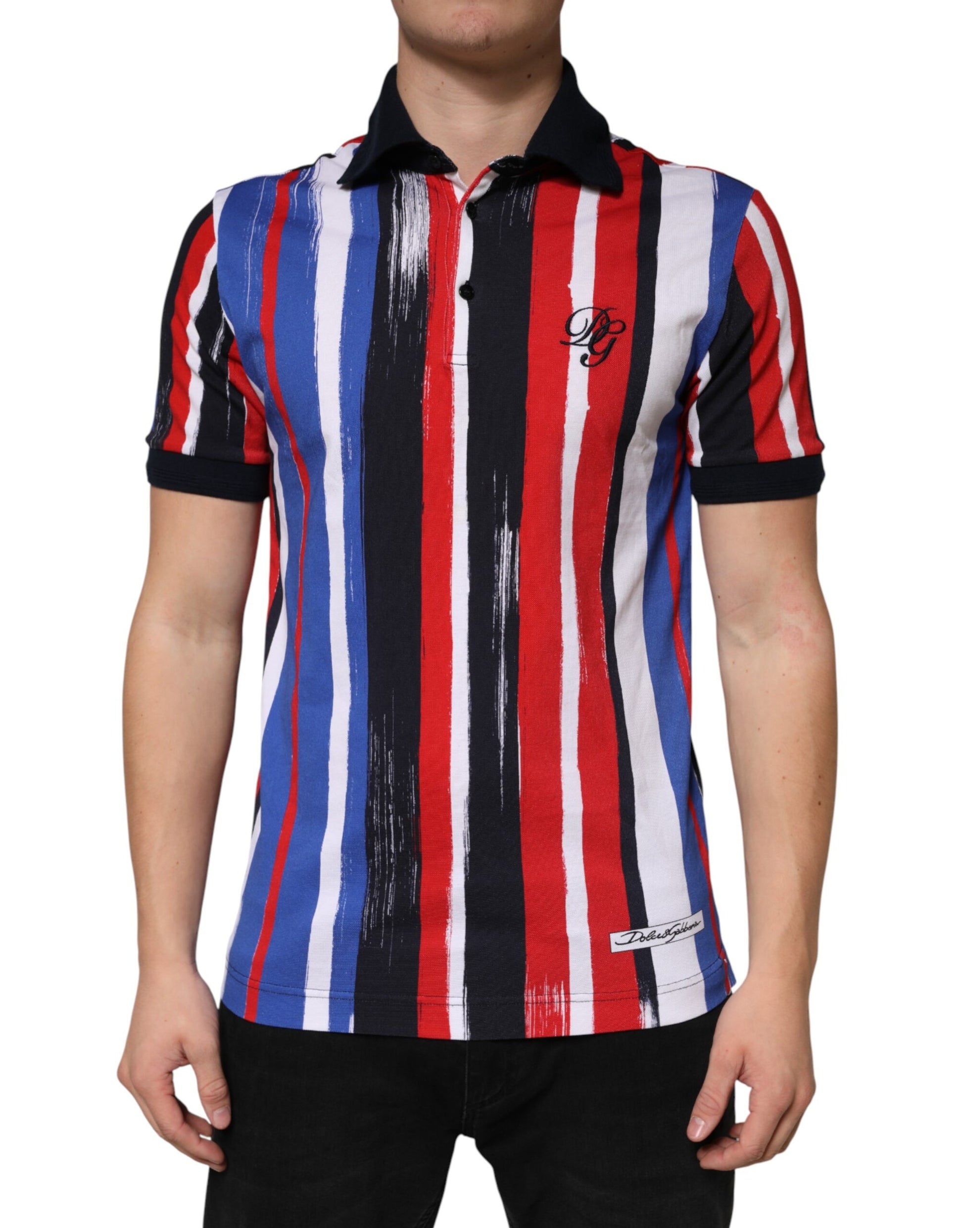 Dolce & Gabbana Multicolor Stripes Cotton Men Polo T-shirt | Regal Royce