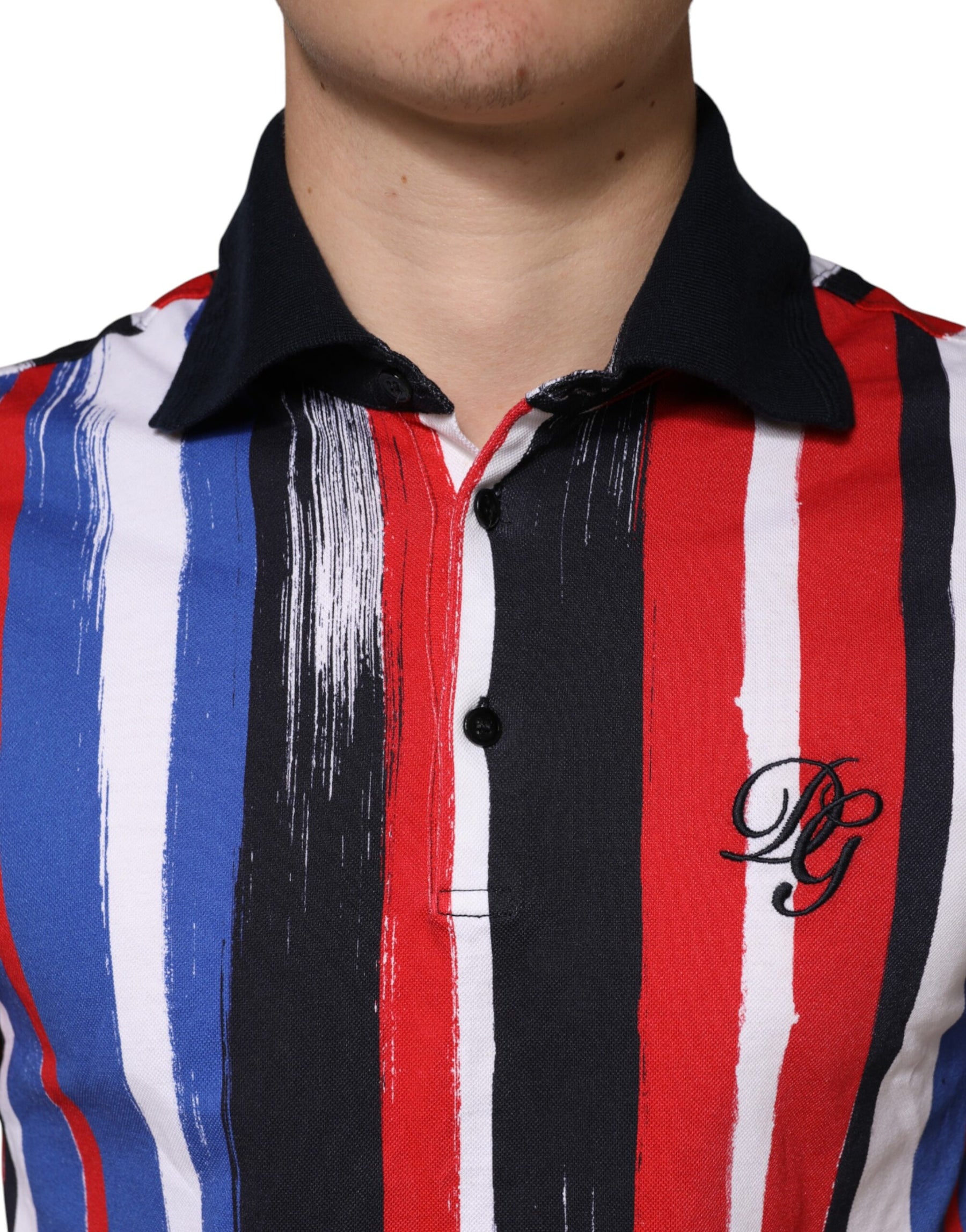 Dolce & Gabbana Multicolor Stripes Cotton Men Polo T-shirt | Regal Royce