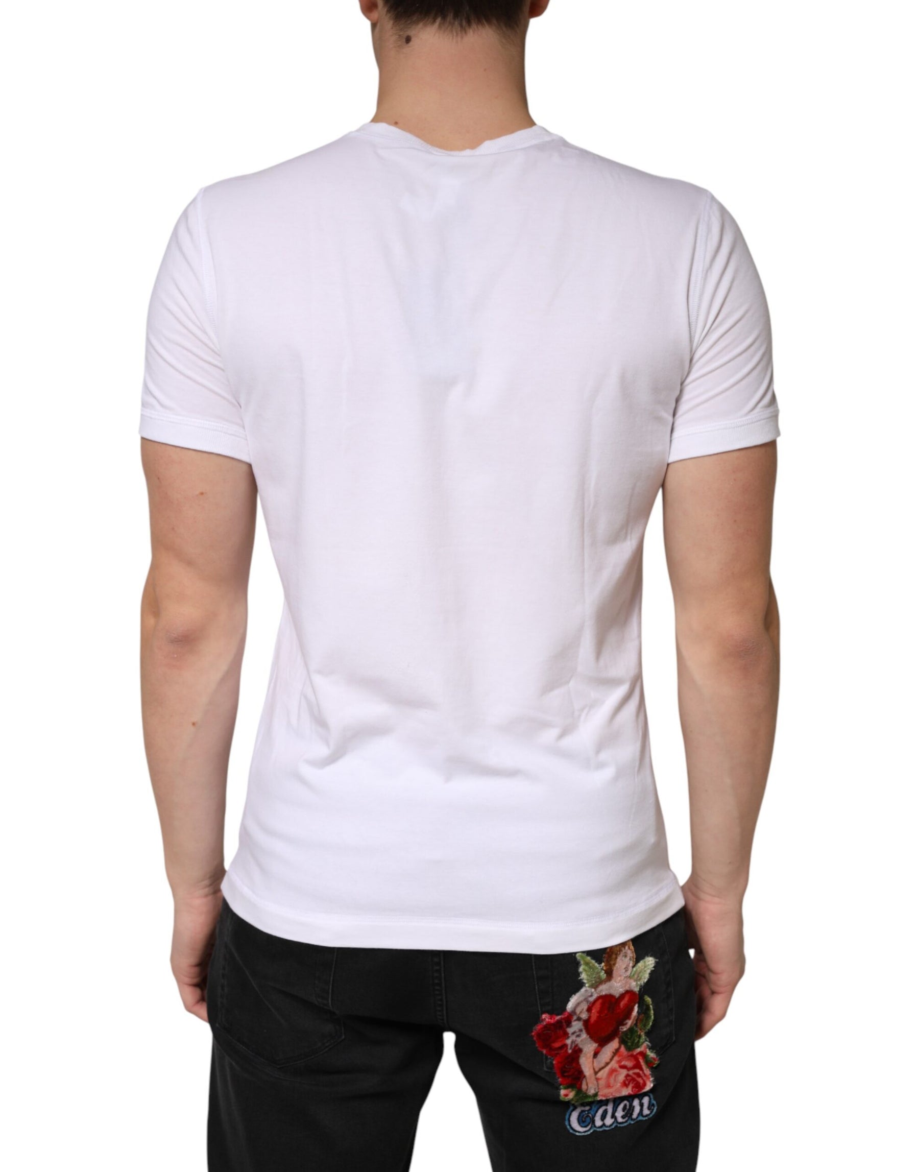 Dolce & Gabbana White Cotton Deep V-Neck Underwear Tee T-shirt | Regal Royce