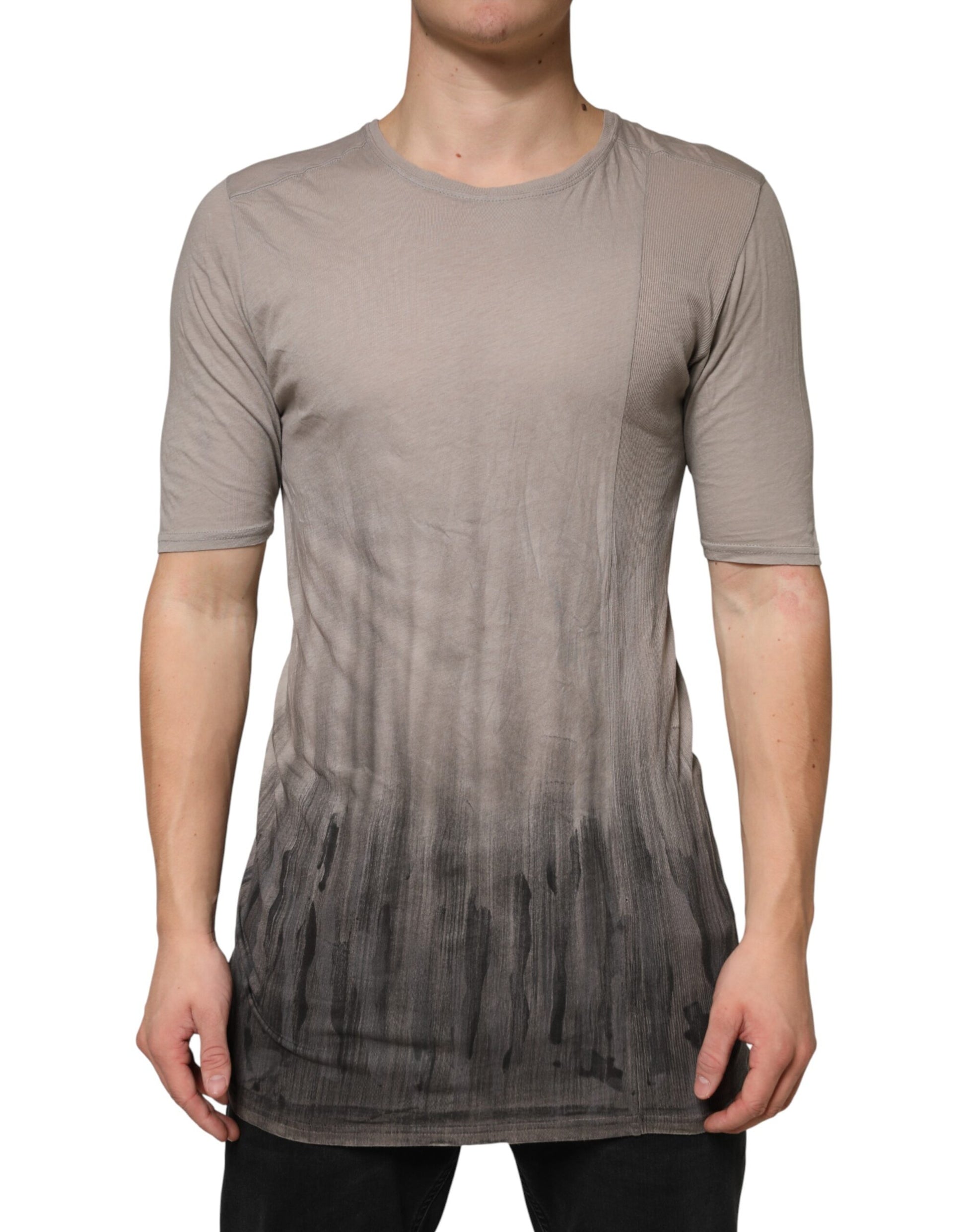 Laneus Gray Two Tone Cotton Round Neck Short Sleeves T-shirt | Regal Royce
