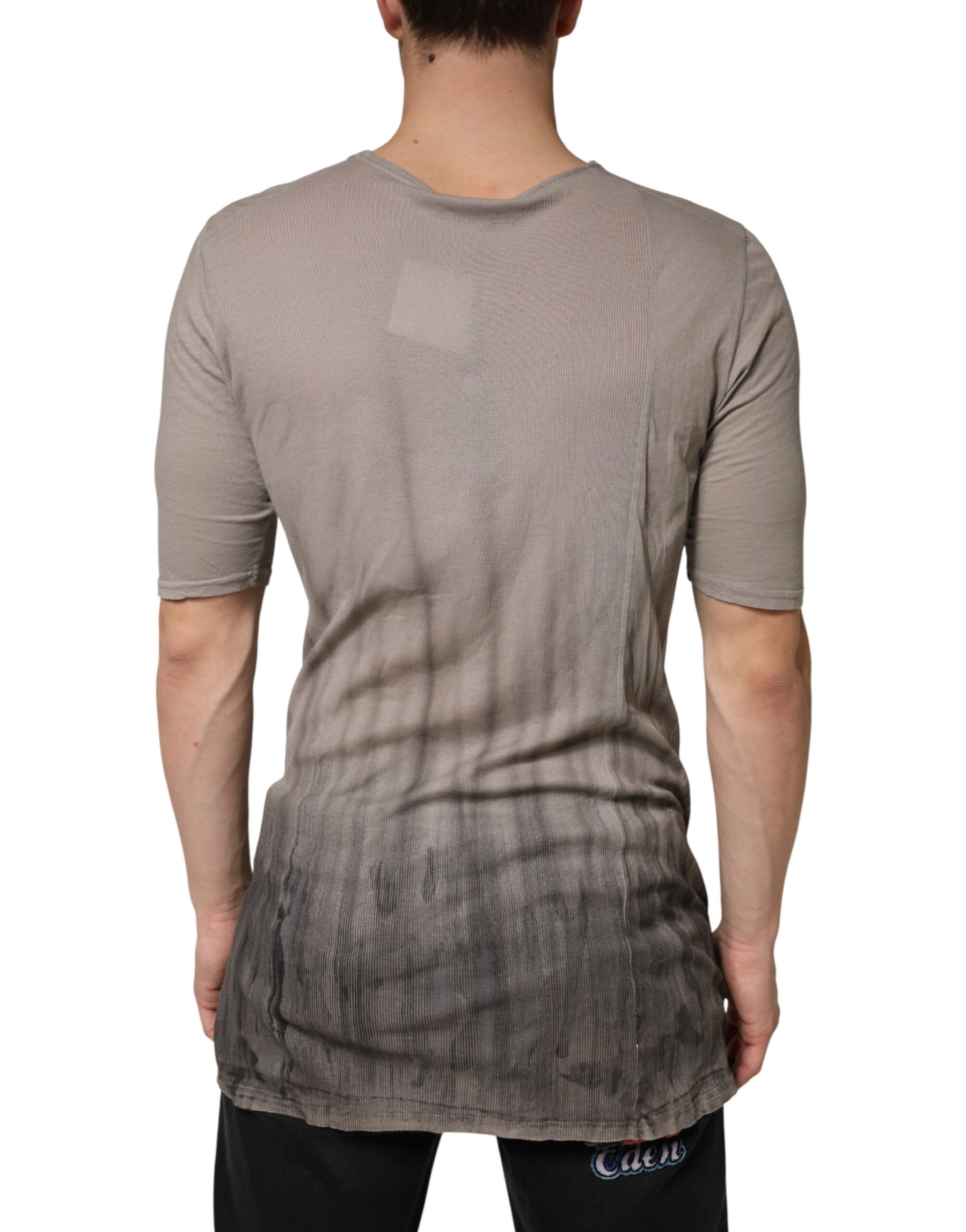 Laneus Gray Two Tone Cotton Round Neck Short Sleeves T-shirt | Regal Royce