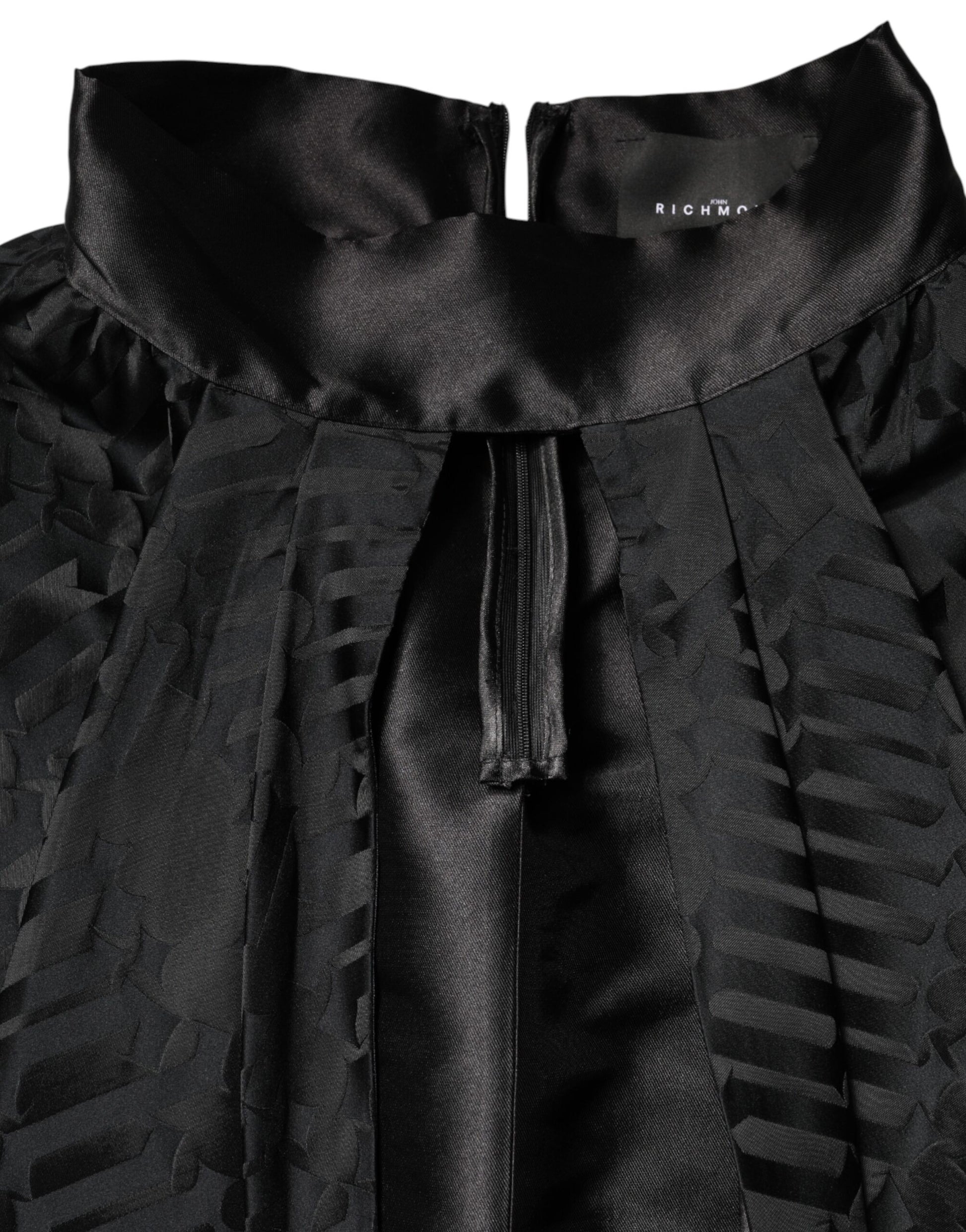 John Richmond Black Jacquard Deep V-neck Sleeveless 2 Pc Dress | Regal Royce