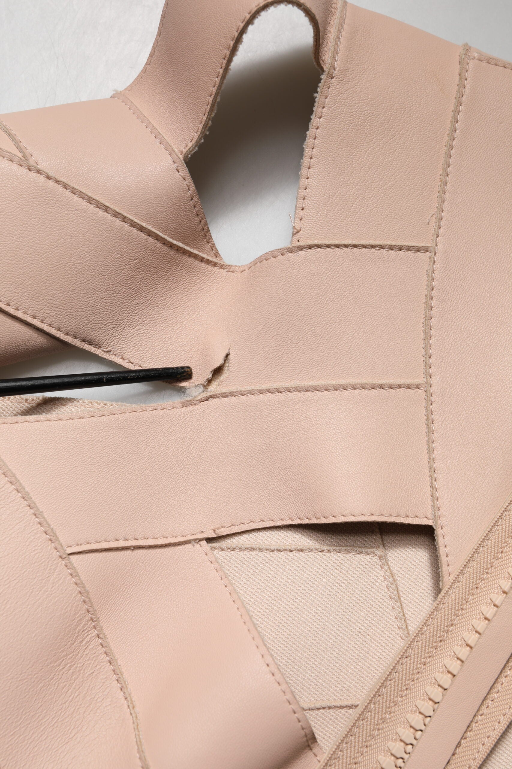 Dsquared² Beige Leather Short Sleeves Sheath Mini Dress | Regal Royce