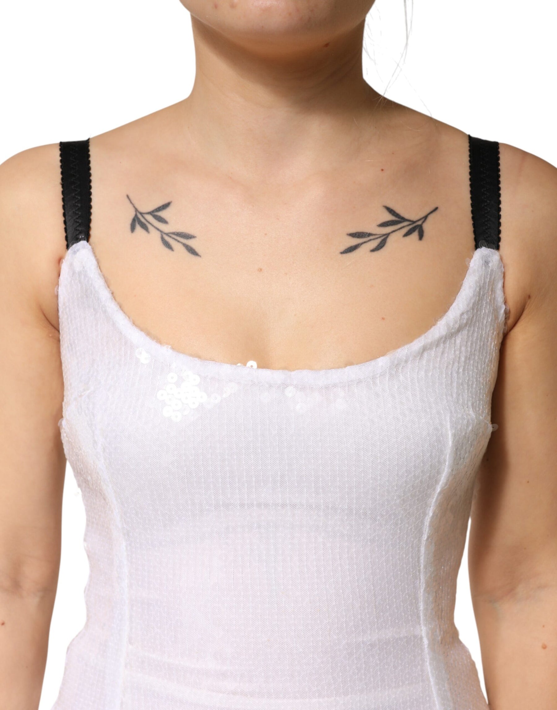 Dolce & Gabbana White Polyester Sleeveless Sheath Dress | Regal Royce