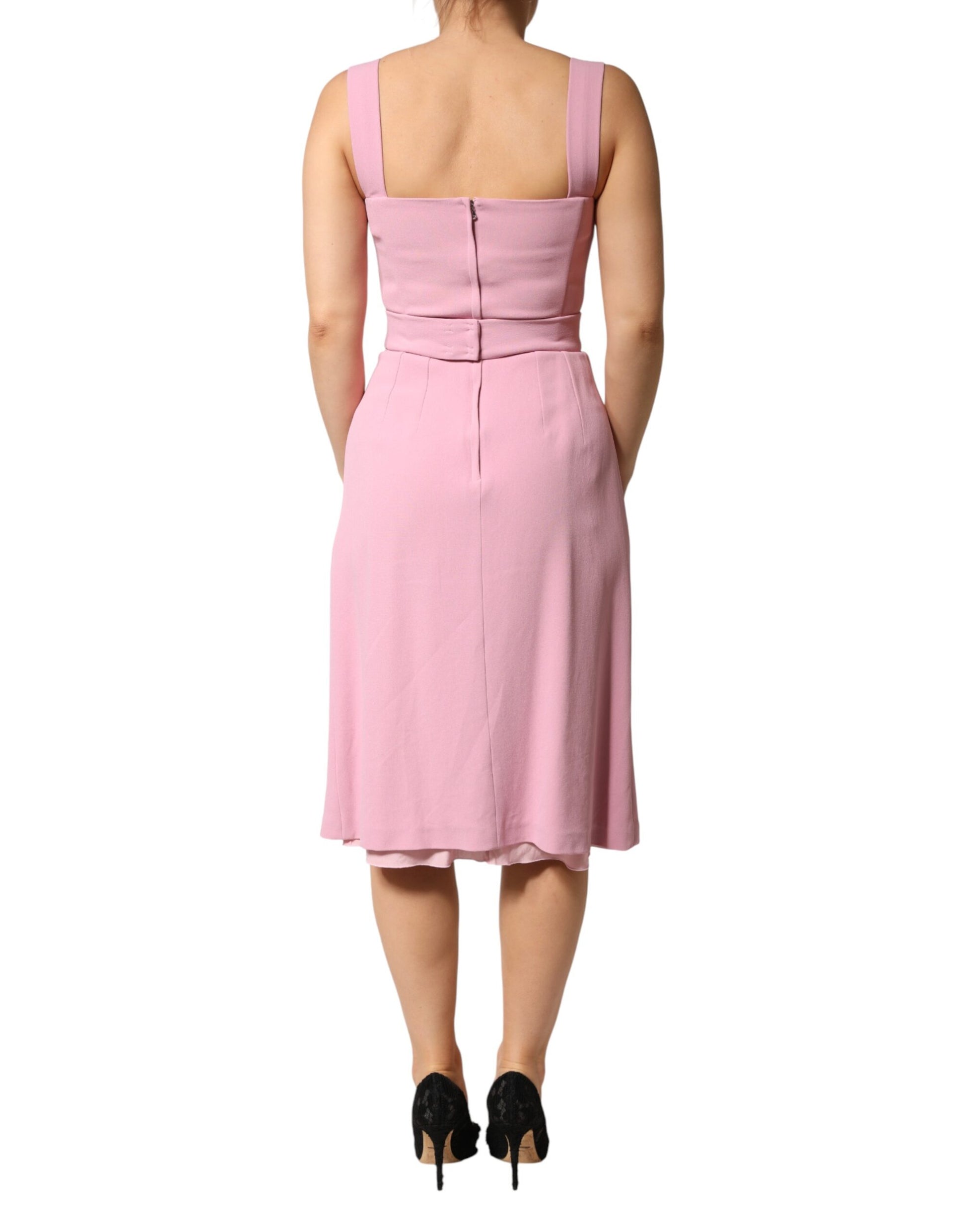 Dolce & Gabbana Pink Viscose Sleeveless Sheath Midi Dress | Regal Royce