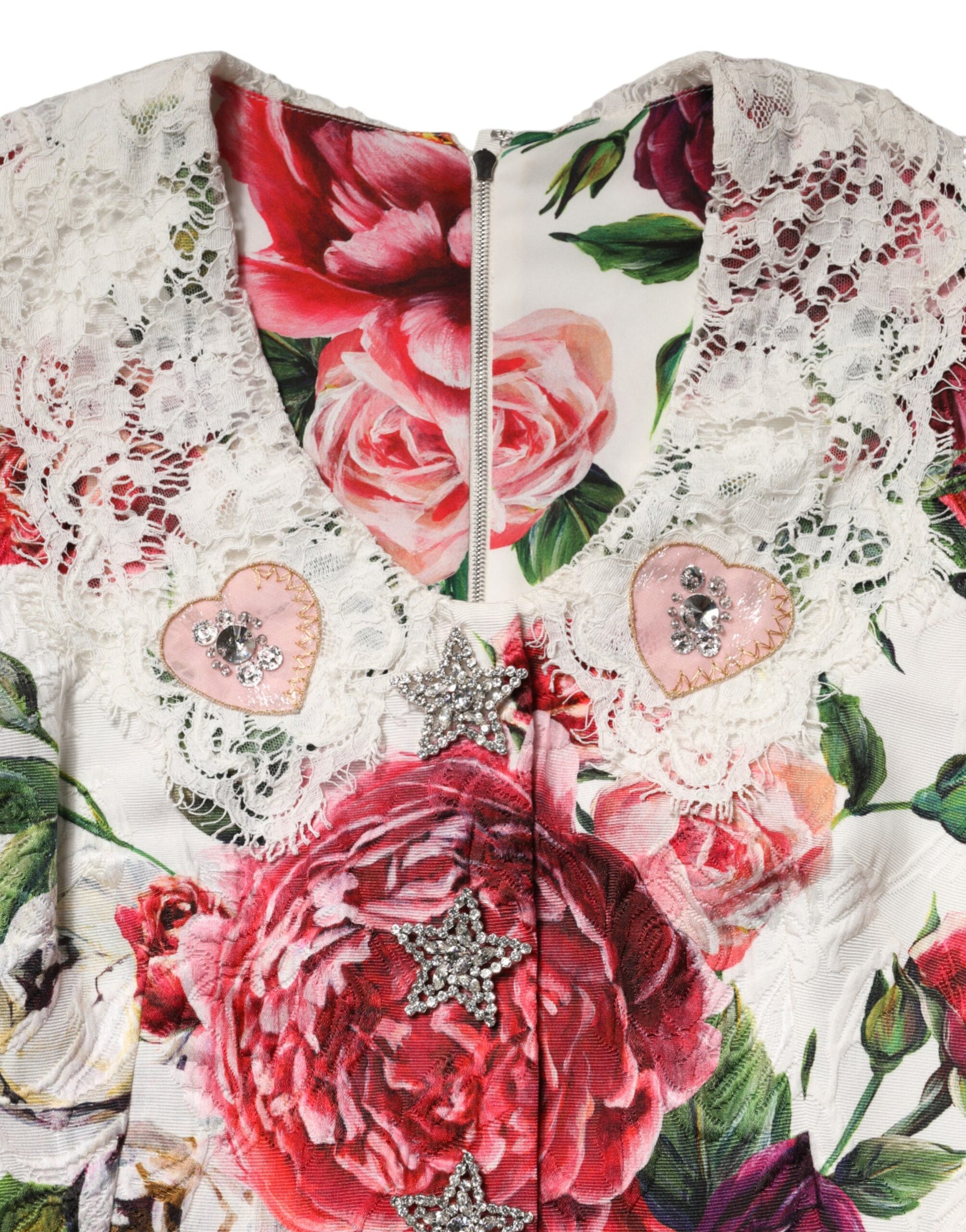 Dolce & Gabbana White Floral Embellished Sheath Mini Dress | Regal Royce