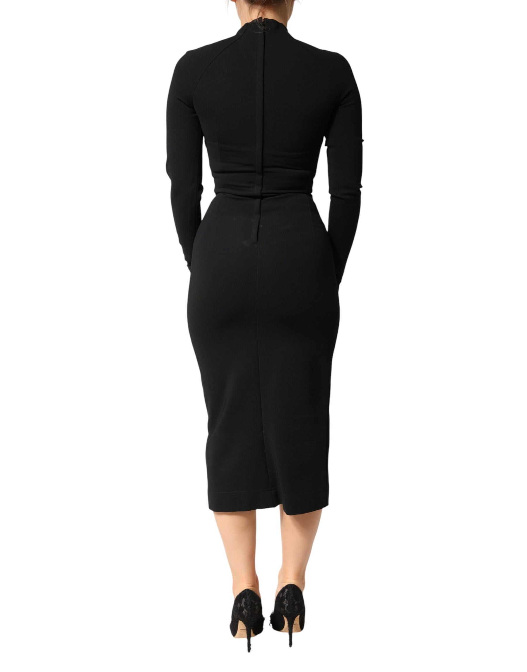 Dolce & Gabbana Black Viscose Bodycon Sheath Midi Dress | Regal Royce