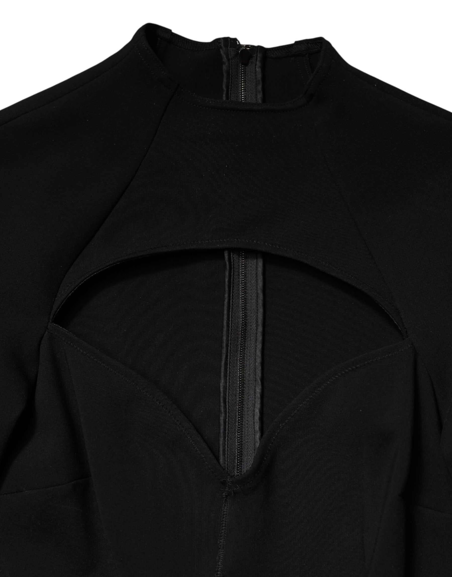 Dolce & Gabbana Black Viscose Bodycon Sheath Midi Dress | Regal Royce