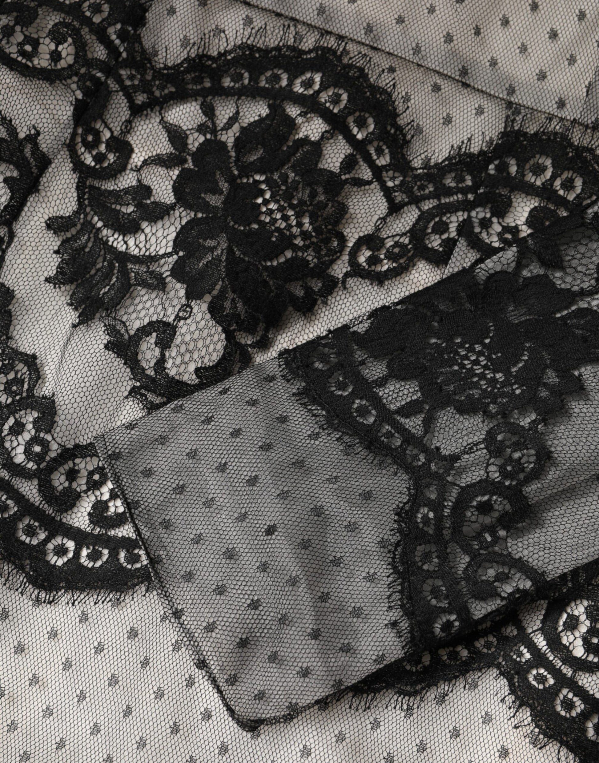 Dolce & Gabbana Black White Lace Silk Blend MaxiSheath Dress | Regal Royce