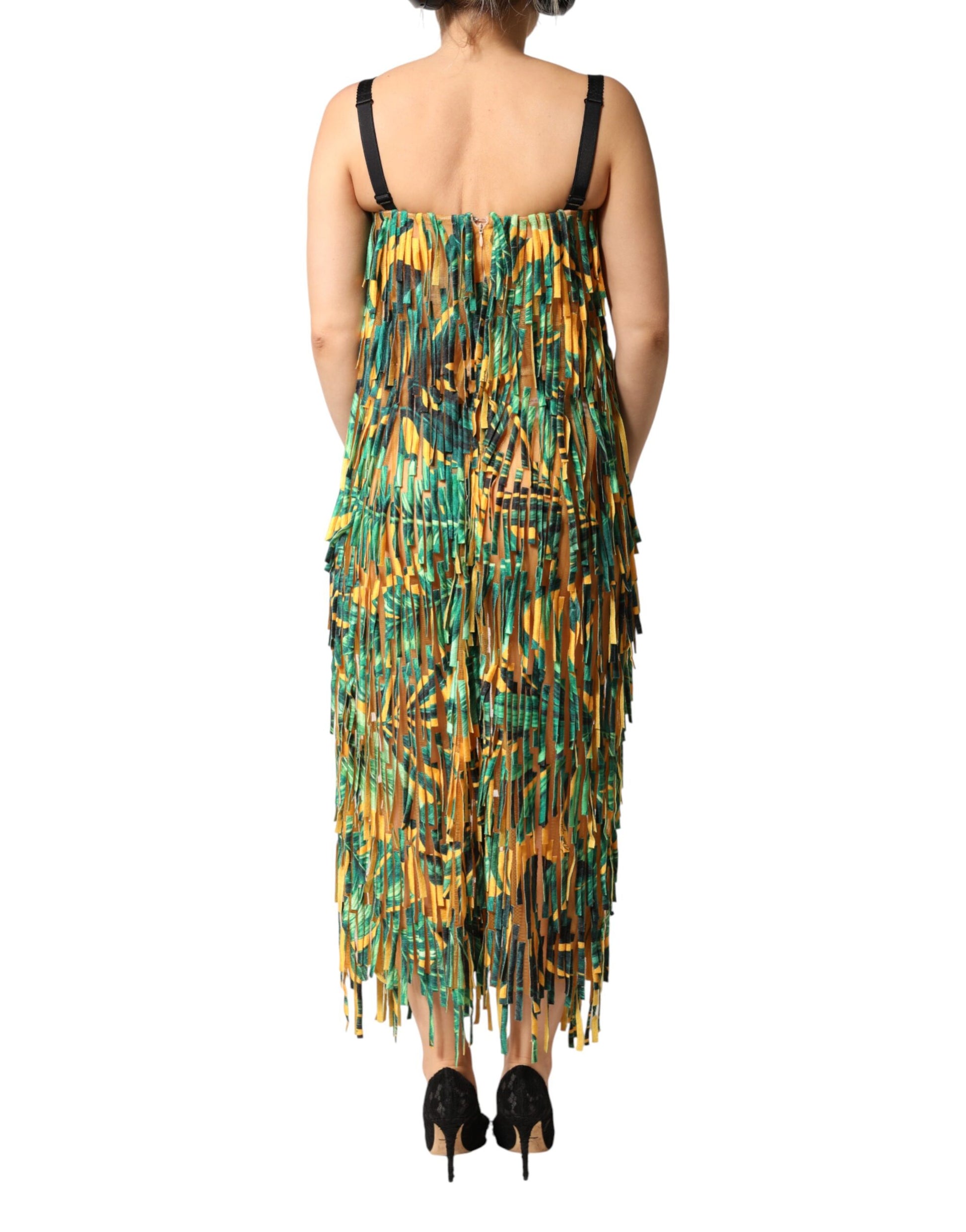 Dolce & Gabbana Multicolor Tropical Print Fringe Maxi Dress | Regal Royce