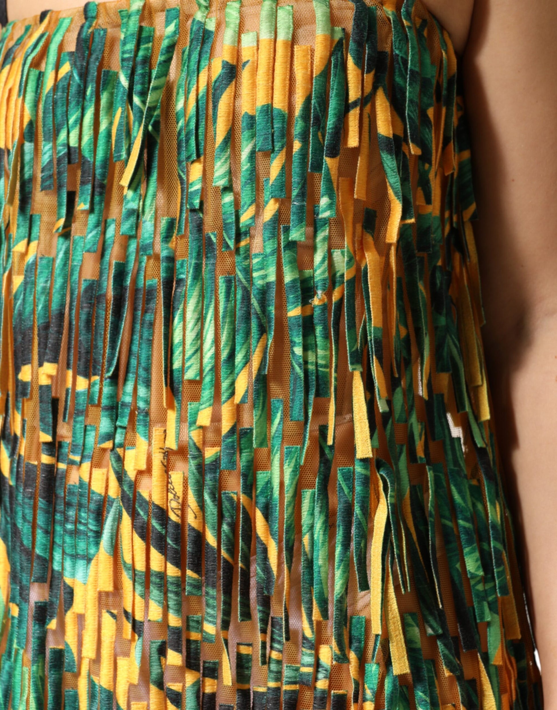 Dolce & Gabbana Multicolor Tropical Print Fringe Maxi Dress | Regal Royce