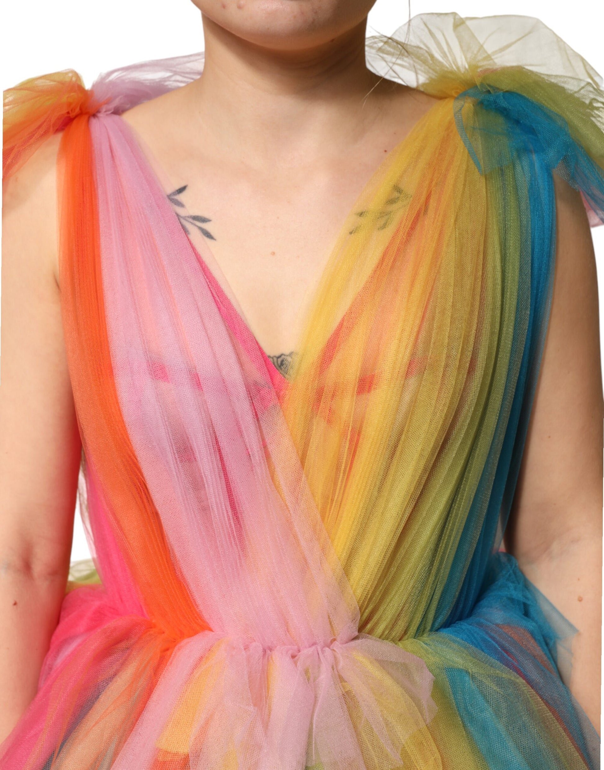 Dolce & Gabbana Multicolor Nylon Tiered Tulle Midi Dress | Regal Royce