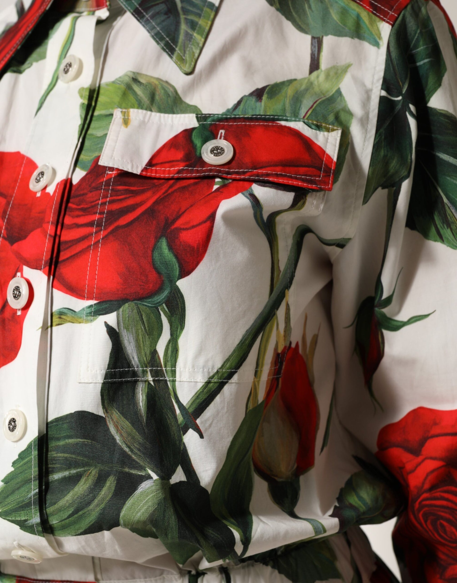 Dolce & Gabbana White Floral Print Cotton Jumpsuit Dress | Regal Royce