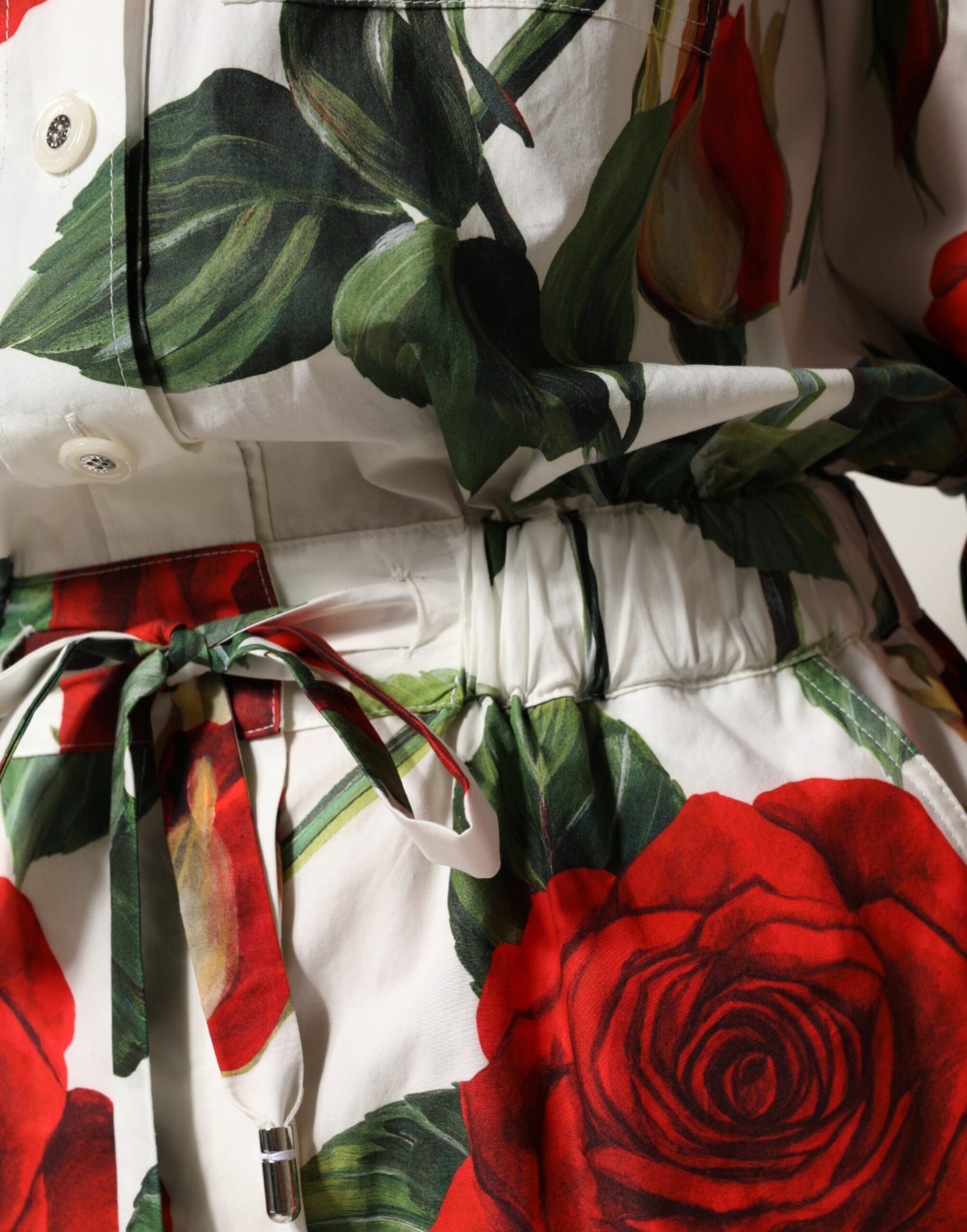 Dolce & Gabbana White Floral Print Cotton Jumpsuit Dress | Regal Royce