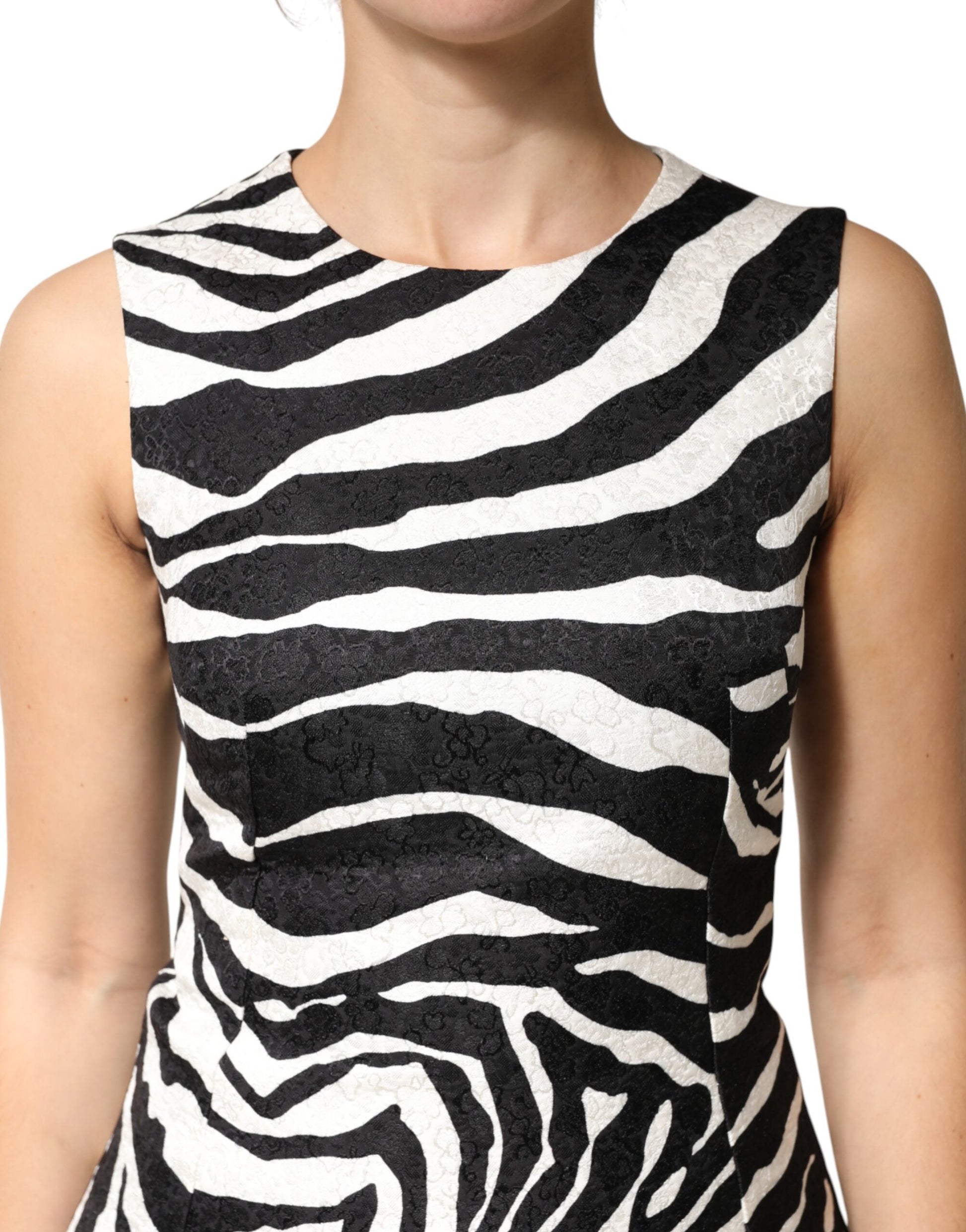 Dolce & Gabbana Black White Zebra Sleeveless A-line Dress | Regal Royce