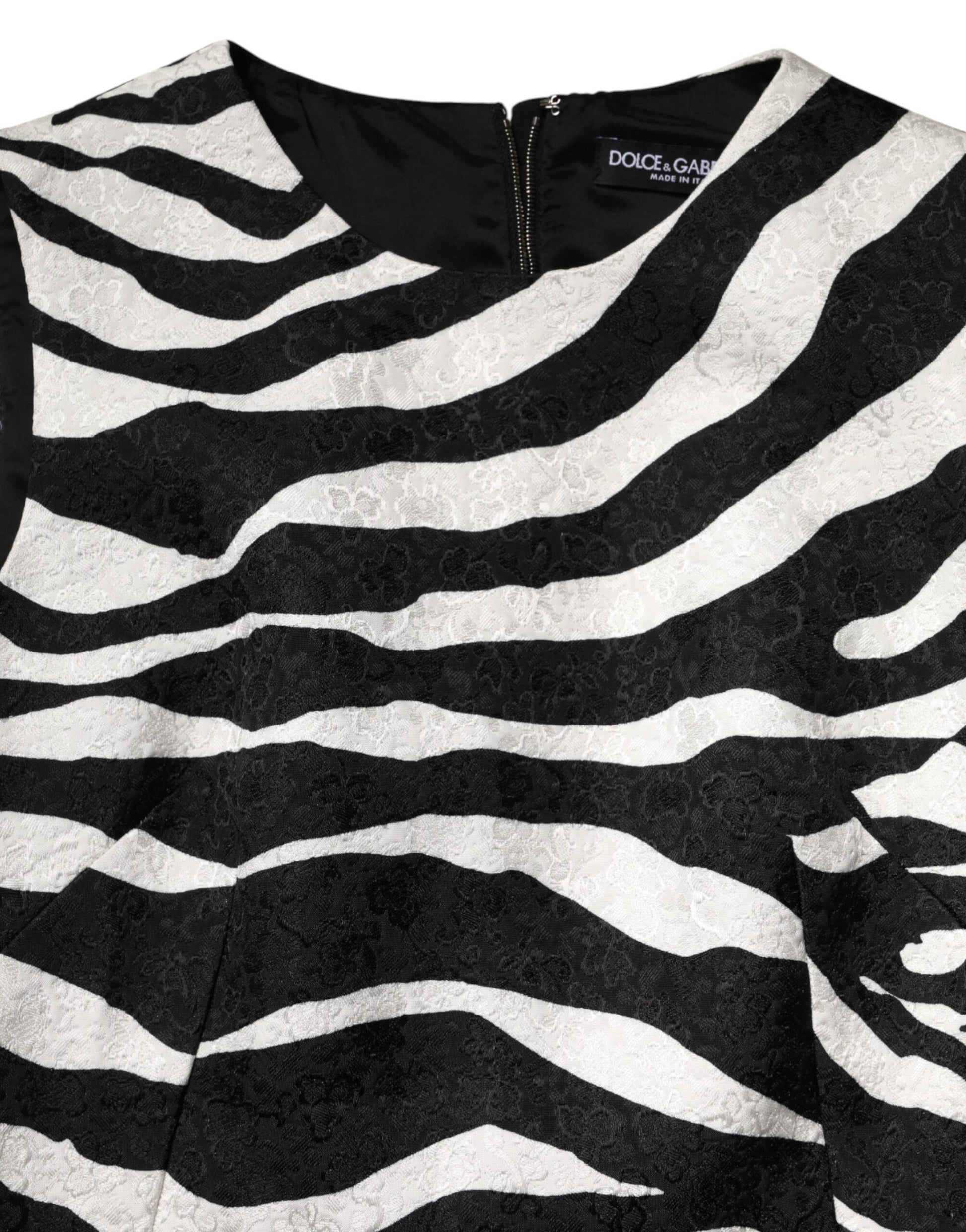 Dolce & Gabbana Black White Zebra Sleeveless A-line Dress | Regal Royce