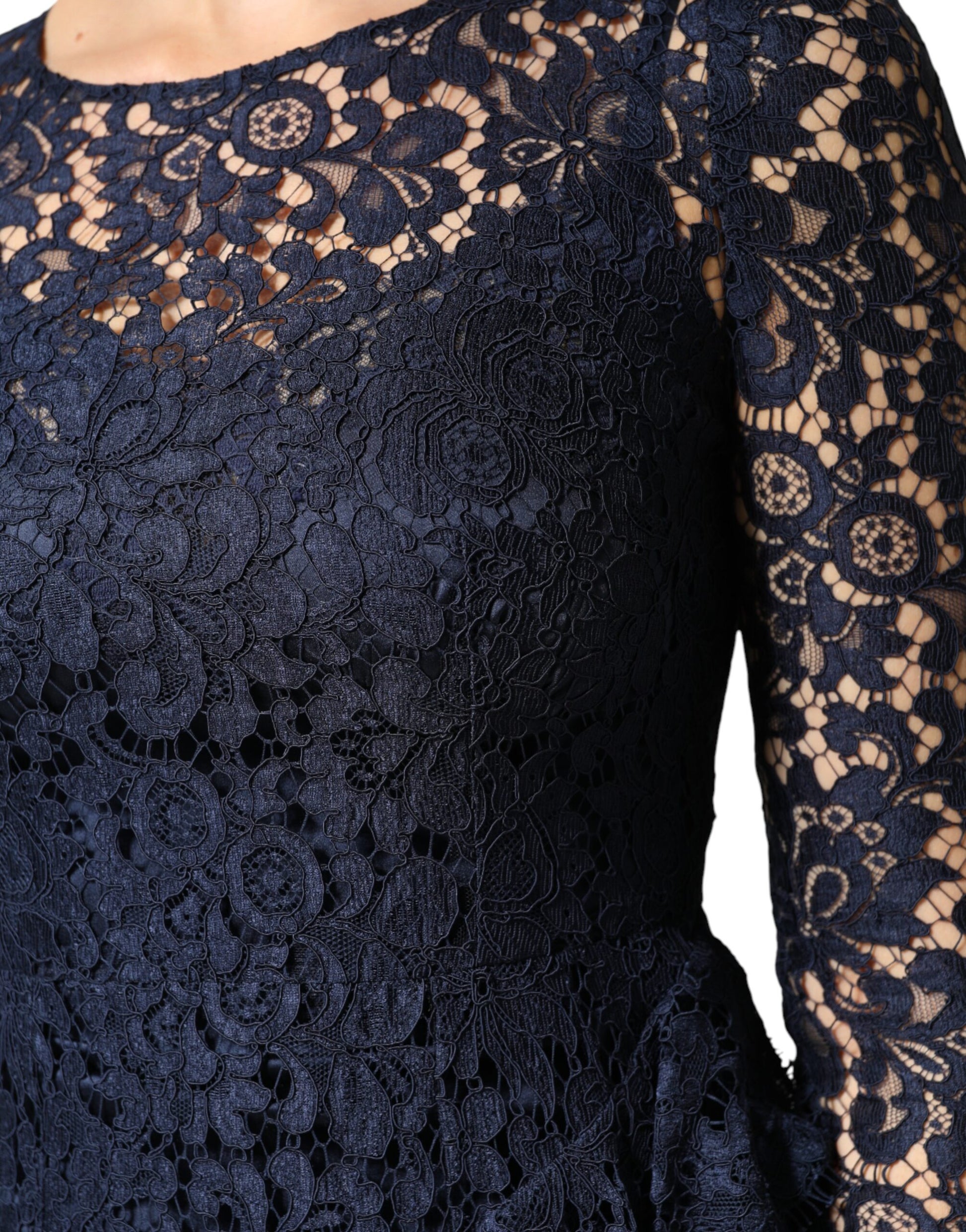 Dolce & Gabbana Blue Lace Ruffle A-line Knee Length Dress | Regal Royce