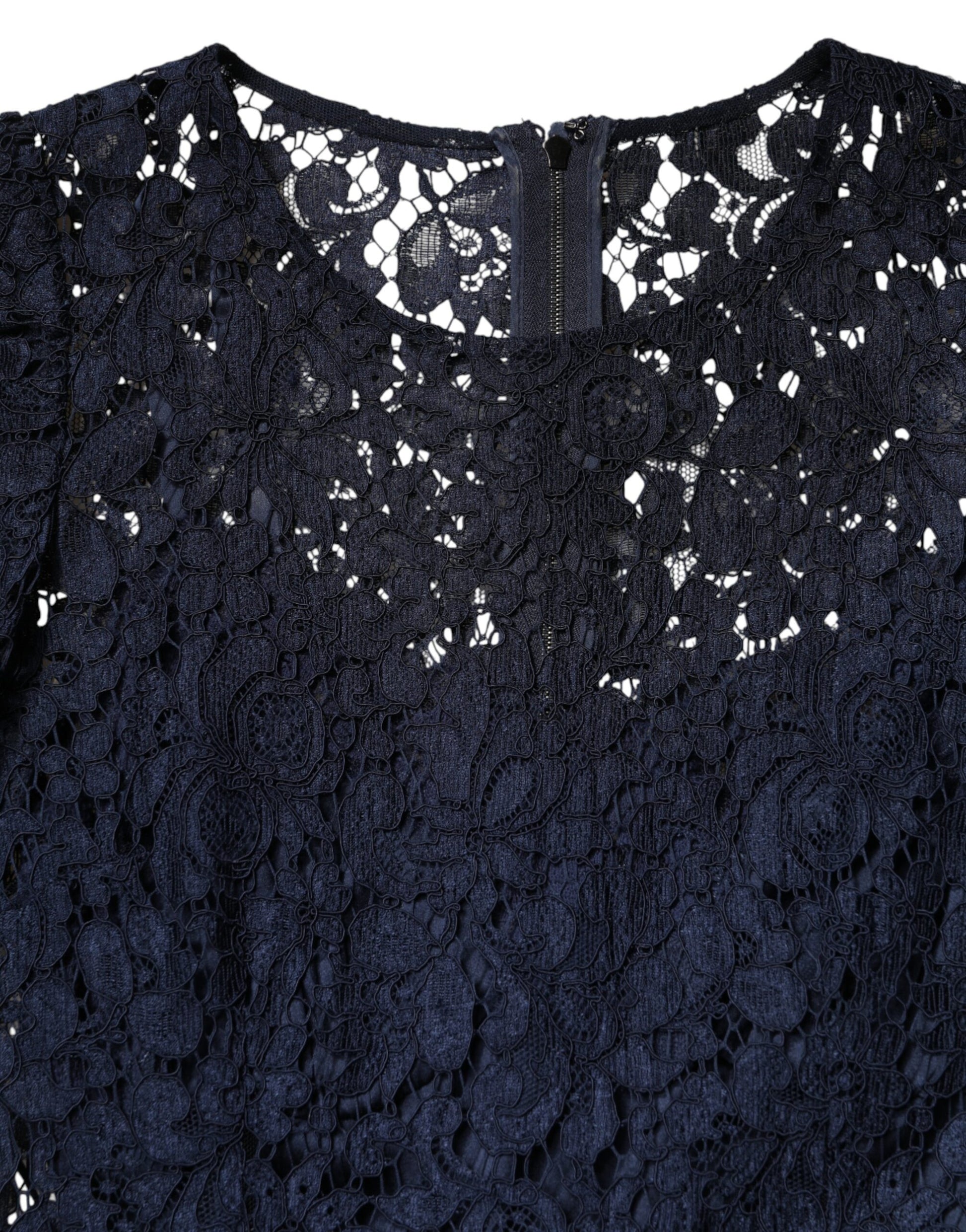 Dolce & Gabbana Blue Lace Ruffle A-line Knee Length Dress | Regal Royce