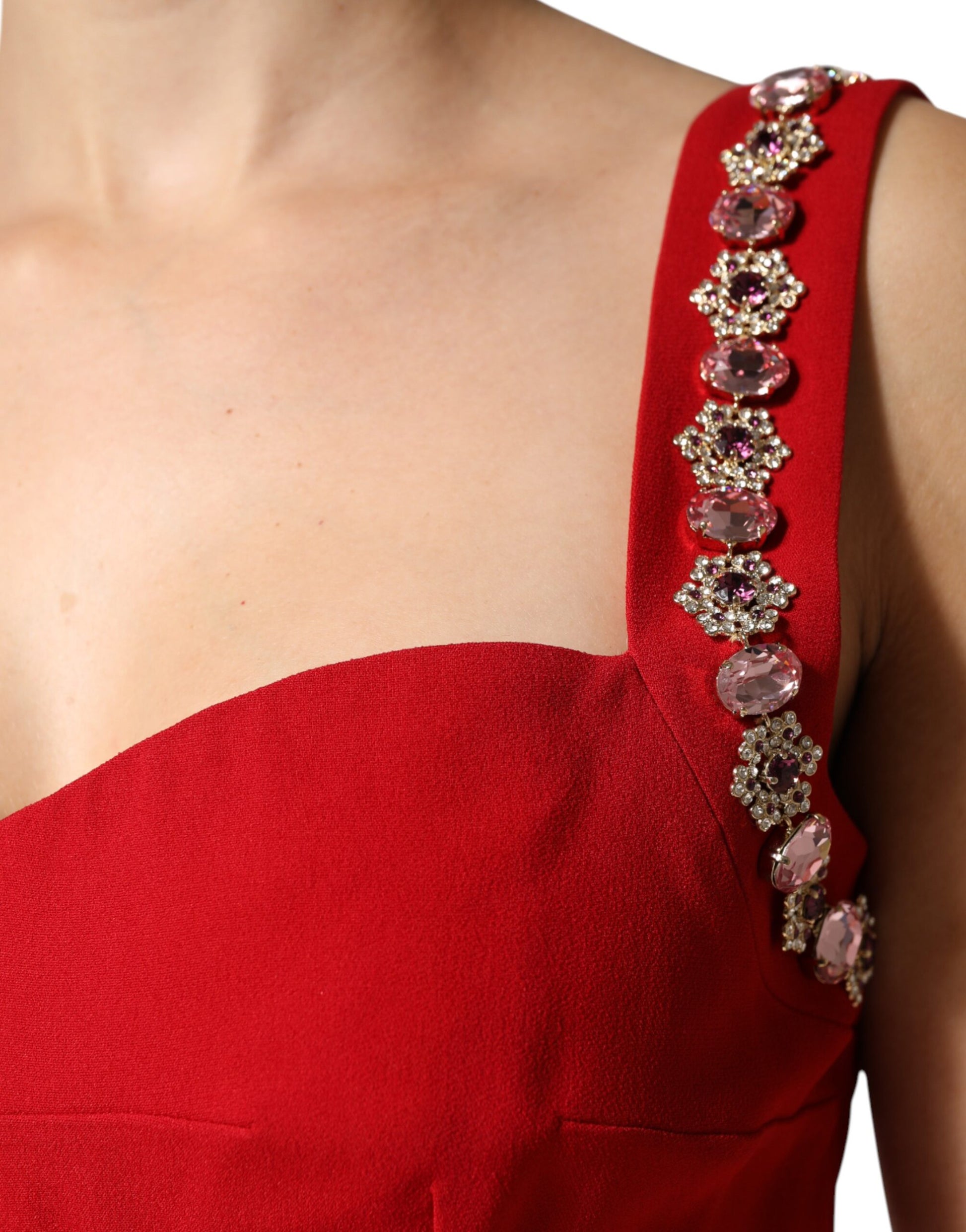 Dolce & Gabbana Red Embellished Bodycon Long Gown Dress | Regal Royce