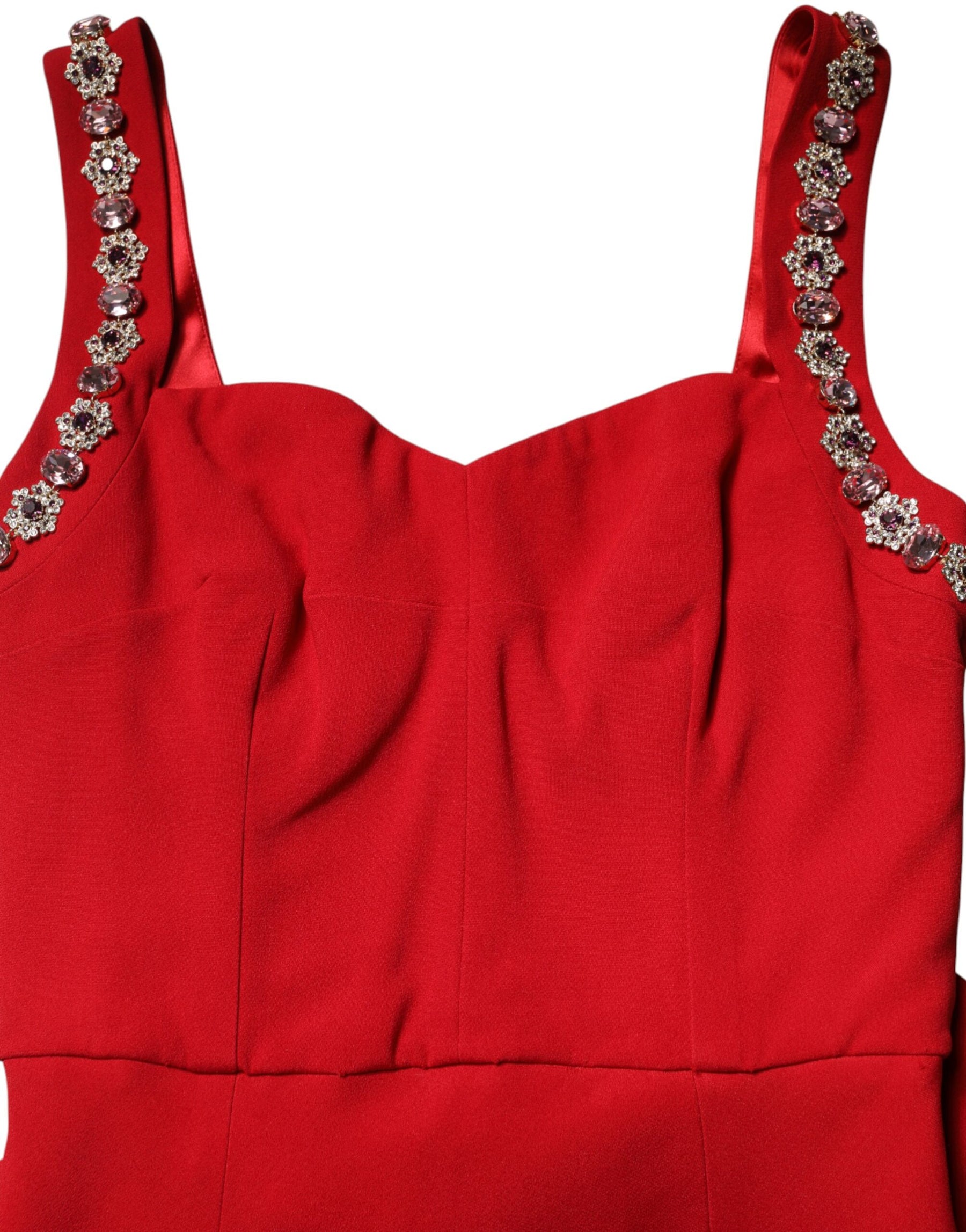 Dolce & Gabbana Red Embellished Bodycon Long Gown Dress | Regal Royce