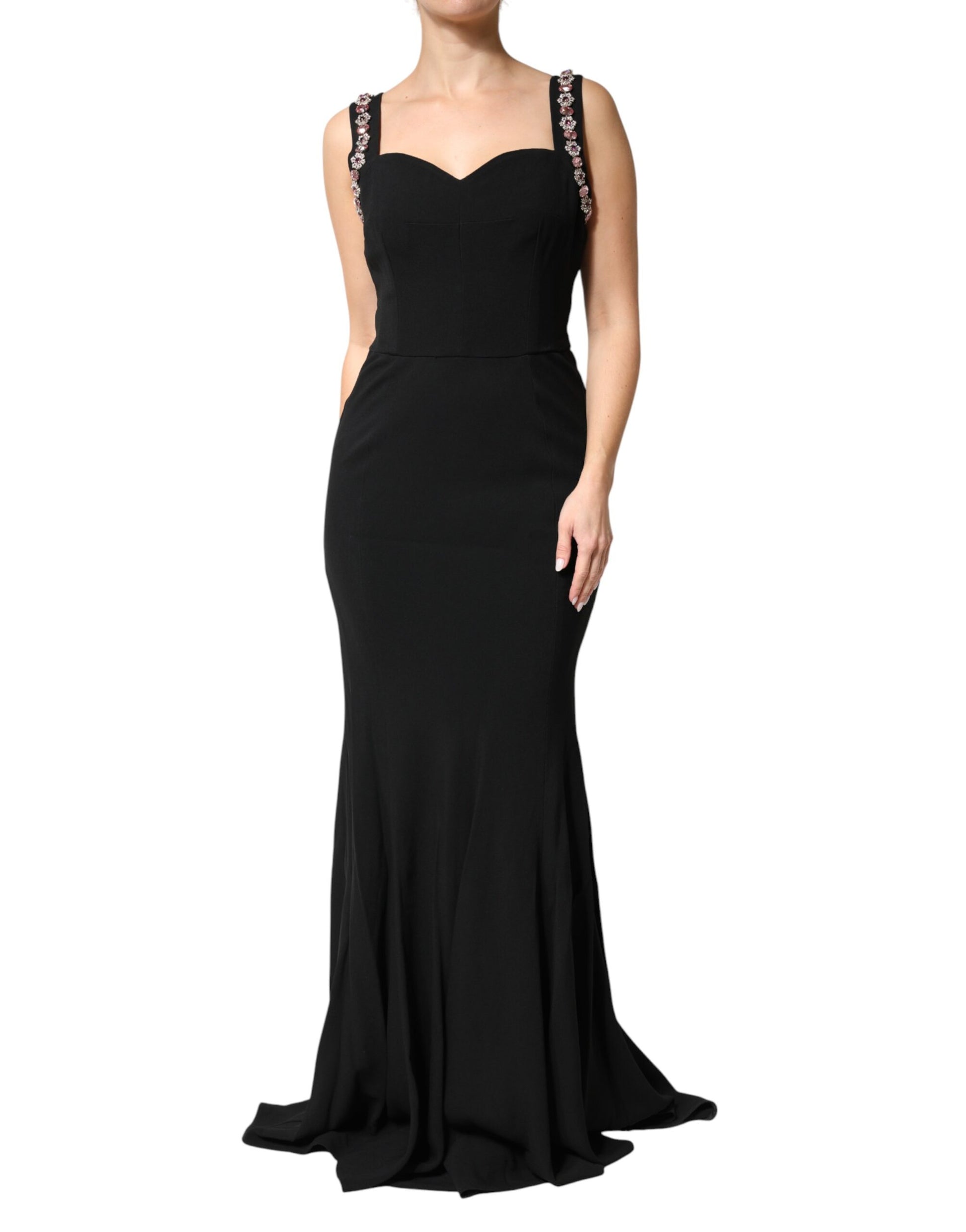 Dolce & Gabbana Black Embellished Bodycon Long Gown Dress | Regal Royce