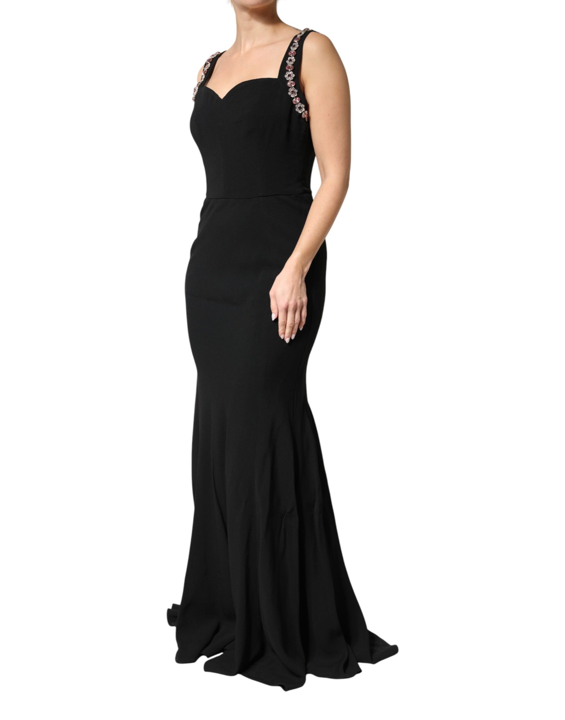 Dolce & Gabbana Black Embellished Bodycon Long Gown Dress | Regal Royce
