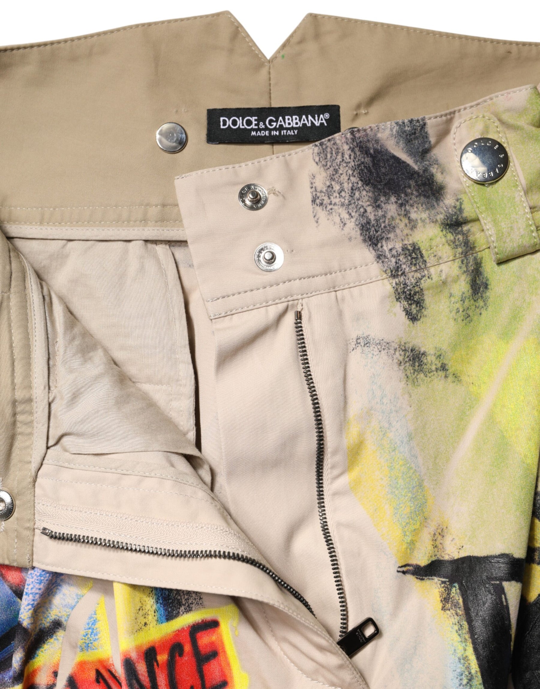 Dolce & Gabbana Multicolor Graffiti HighWaist Bermuda Shorts | Regal Royce