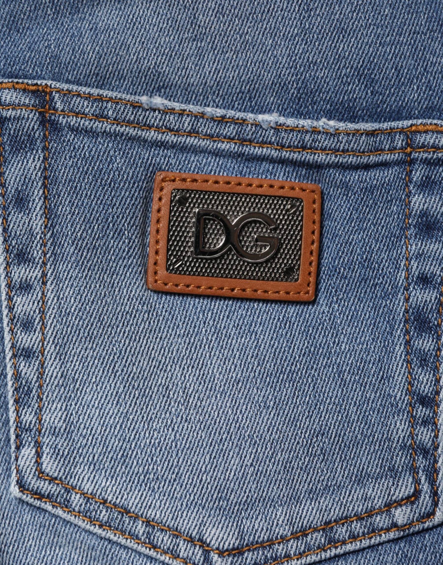 Dolce & Gabbana Blue Washed Cotton Skinny Denim Trouser Jeans | Regal Royce