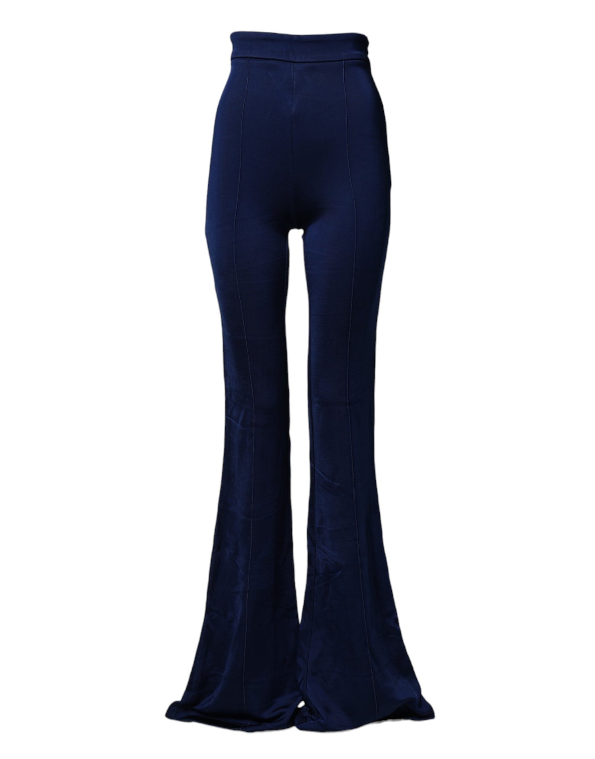 Elisabetta Franchi Navy Blue HighWaist Flare Leg Trouser Pants | Regal Royce