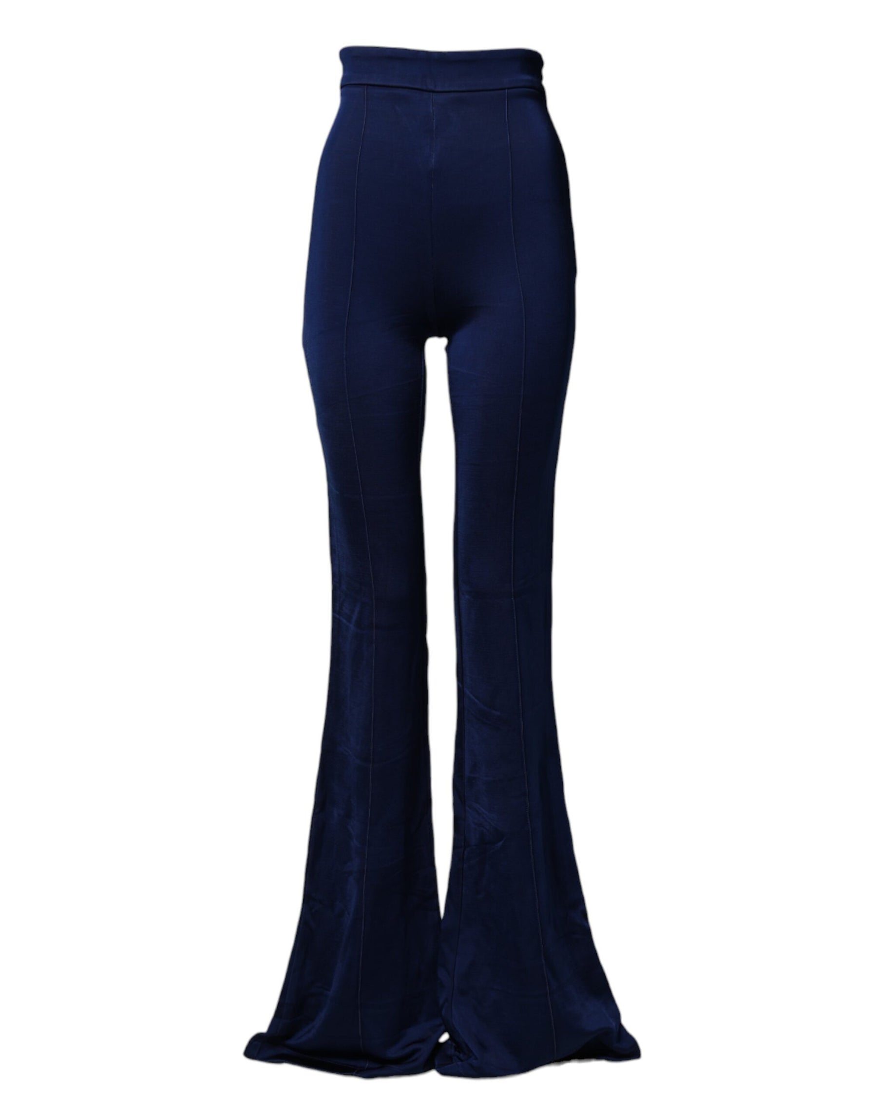 Elisabetta Franchi Navy Blue HighWaist Flare Leg Trouser Pants | Regal Royce