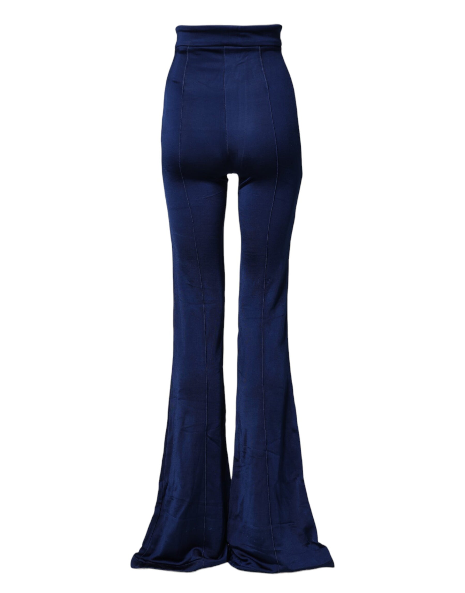 Elisabetta Franchi Navy Blue HighWaist Flare Leg Trouser Pants | Regal Royce