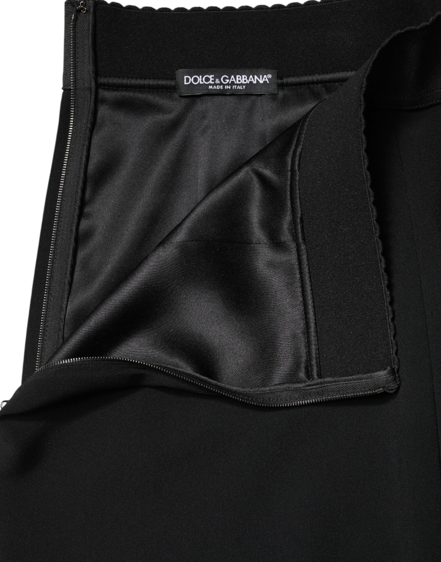 Dolce & Gabbana Black Mid Waist A-line Knee Length Skirt | Regal Royce