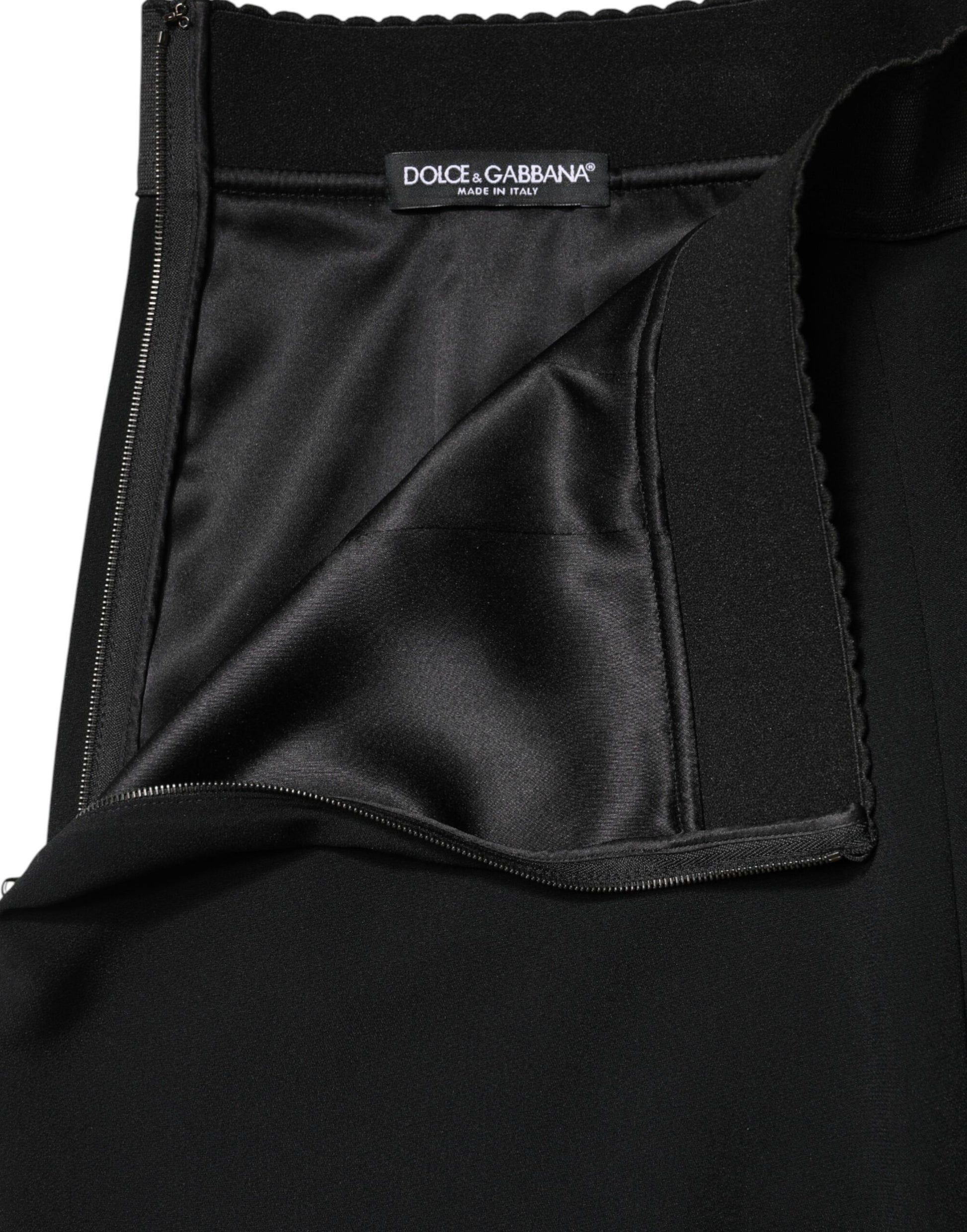 Dolce & Gabbana Black Mid Waist A-line Knee Length Skirt | Regal Royce