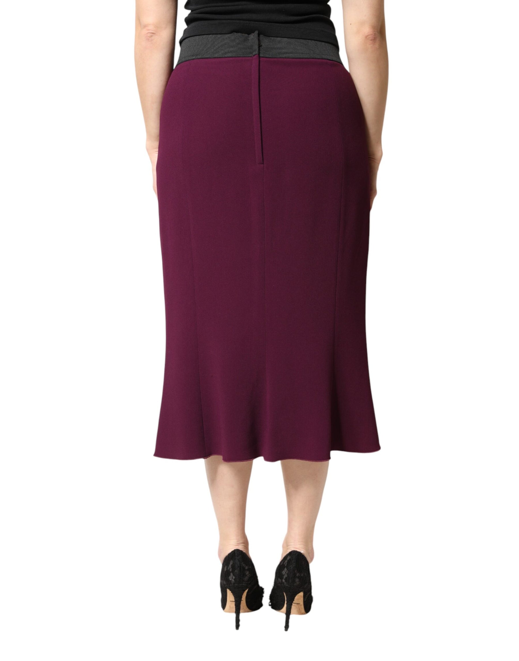 Dolce & Gabbana Maroon Mid Waist Pencil Cut Midi Skirt | Regal Royce