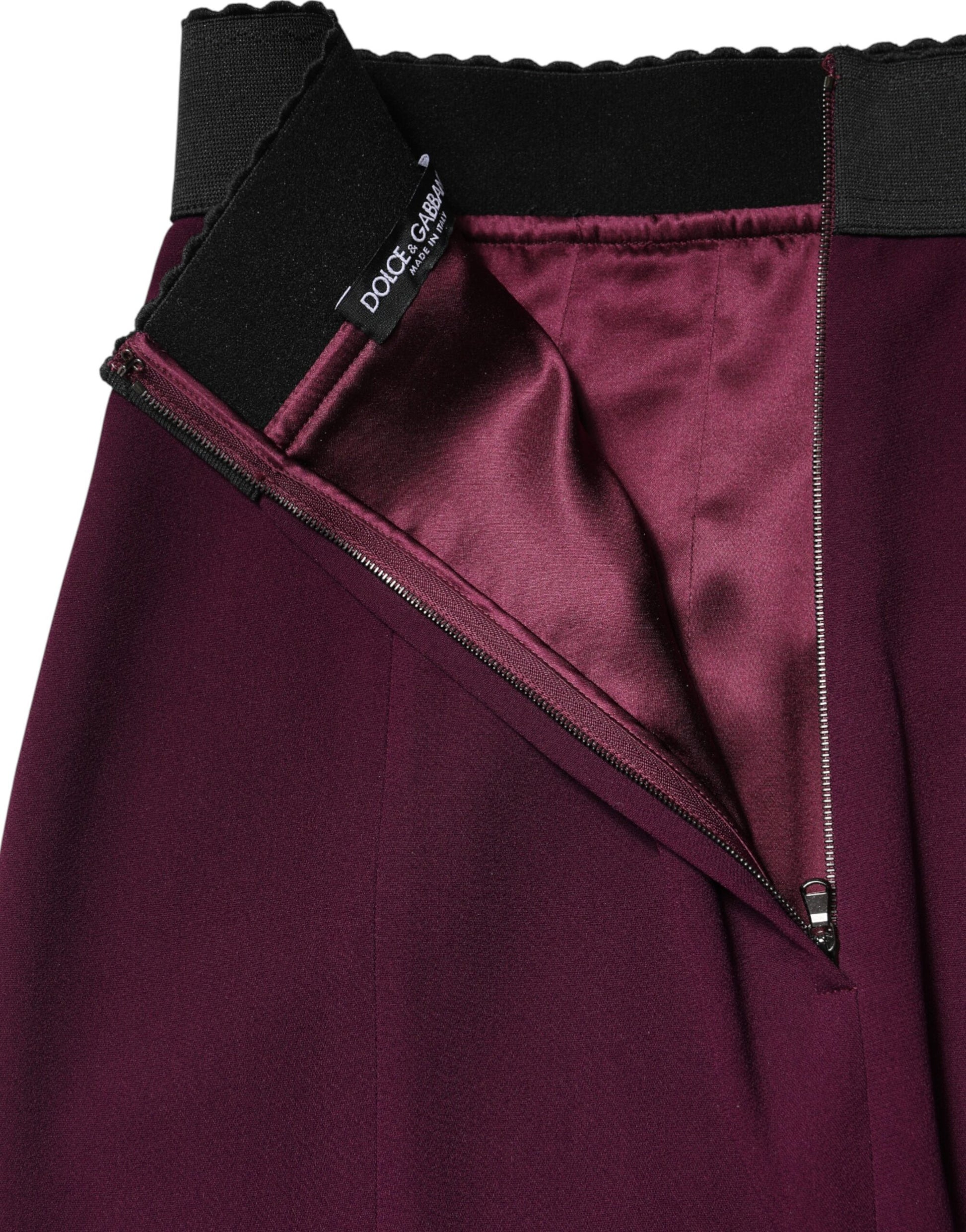 Dolce & Gabbana Maroon Mid Waist Pencil Cut Midi Skirt | Regal Royce